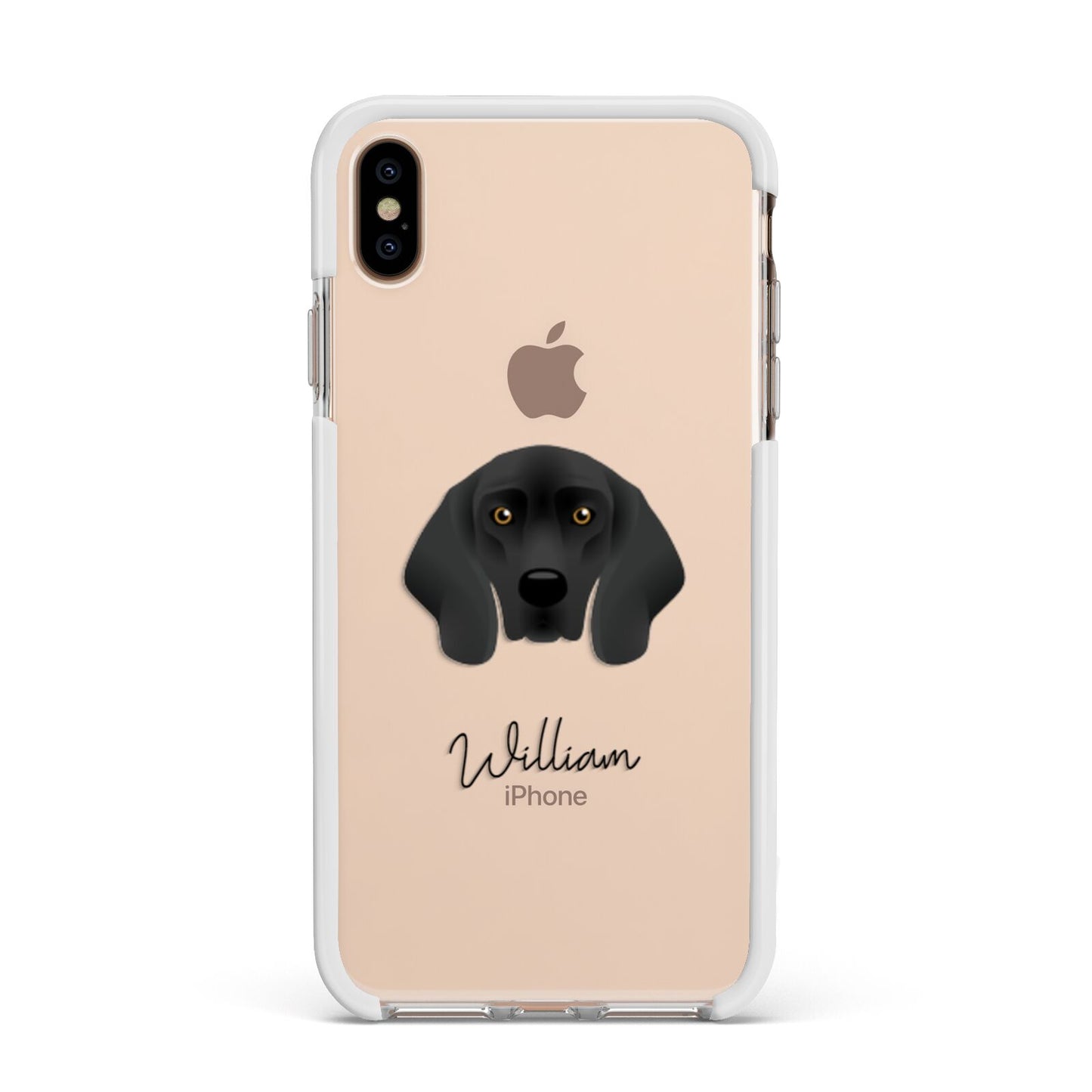 Bavarian Mountain Hound Personalised Apple iPhone Xs Max Impact Case White Edge on Gold Phone