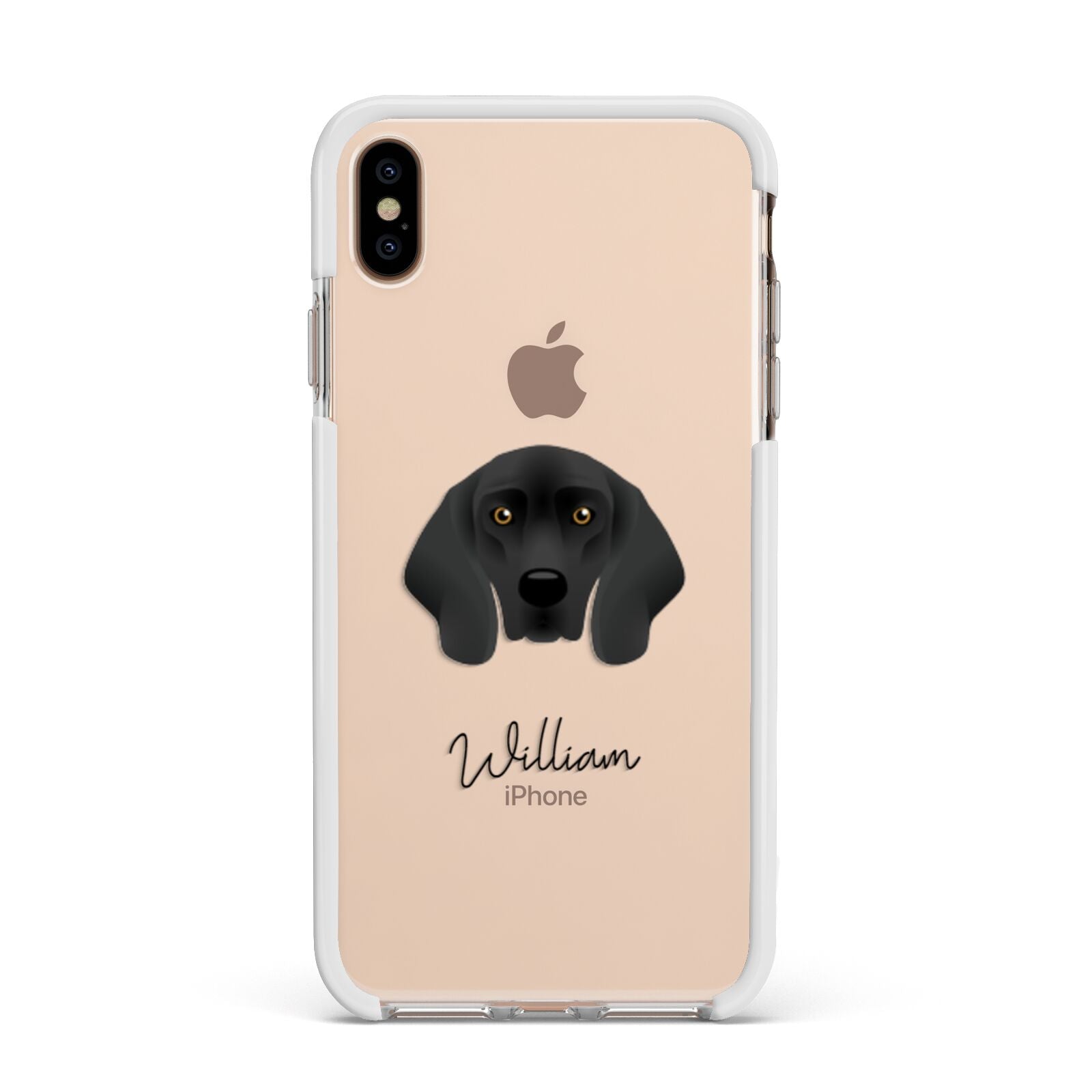 Bavarian Mountain Hound Personalised Apple iPhone Xs Max Impact Case White Edge on Gold Phone