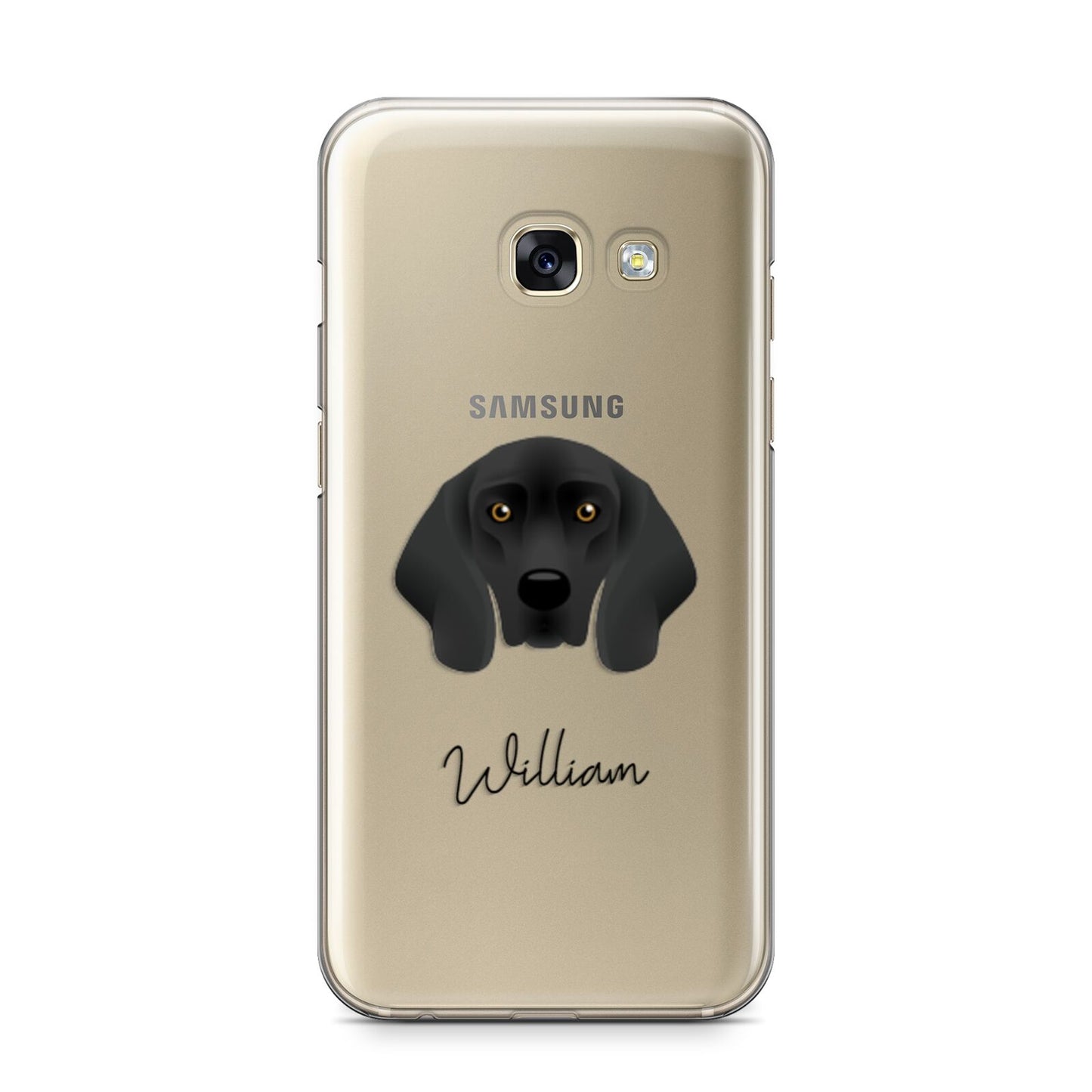 Bavarian Mountain Hound Personalised Samsung Galaxy A3 2017 Case on gold phone
