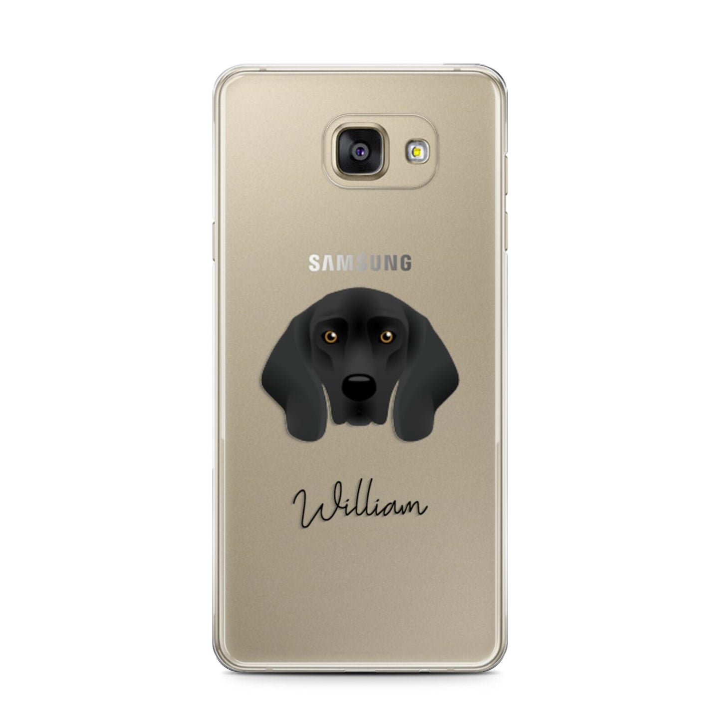 Bavarian Mountain Hound Personalised Samsung Galaxy A7 2016 Case on gold phone