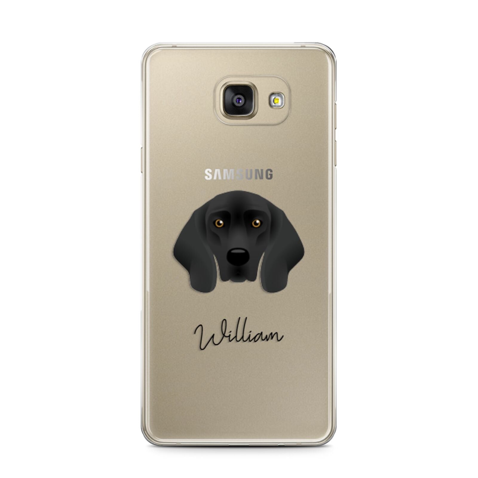 Bavarian Mountain Hound Personalised Samsung Galaxy A7 2016 Case on gold phone