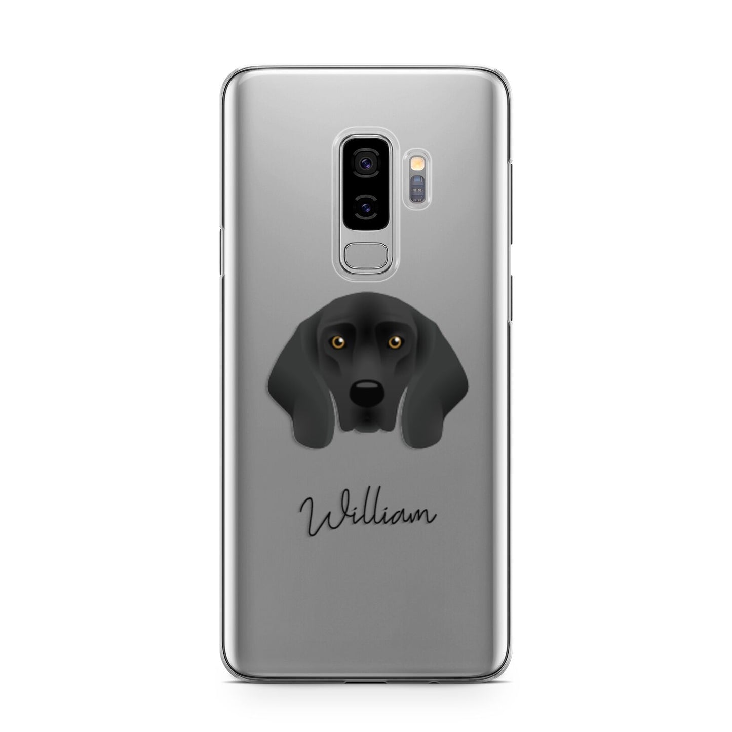 Bavarian Mountain Hound Personalised Samsung Galaxy S9 Plus Case on Silver phone