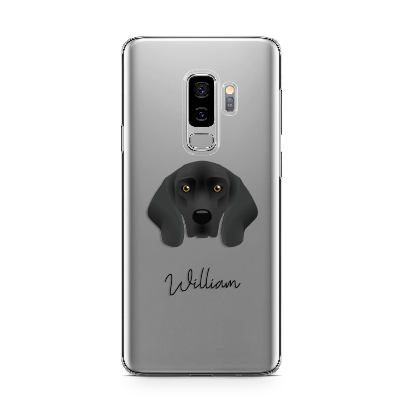Bavarian Mountain Hound Personalised Samsung Galaxy S9 Plus Case on Silver phone