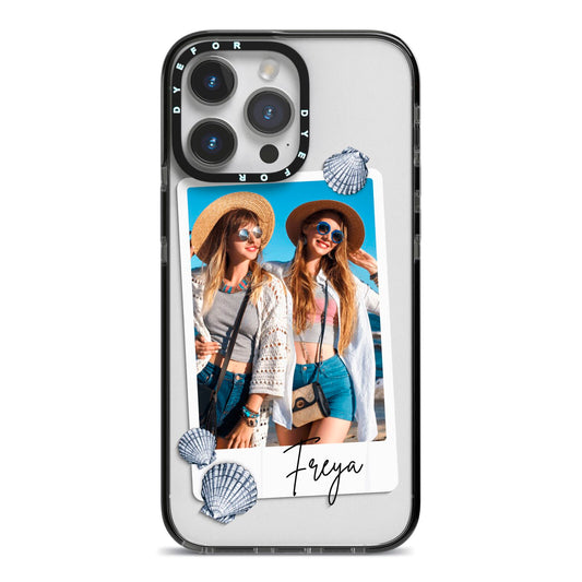 Beach Photo iPhone 14 Pro Max Black Impact Case on Silver phone