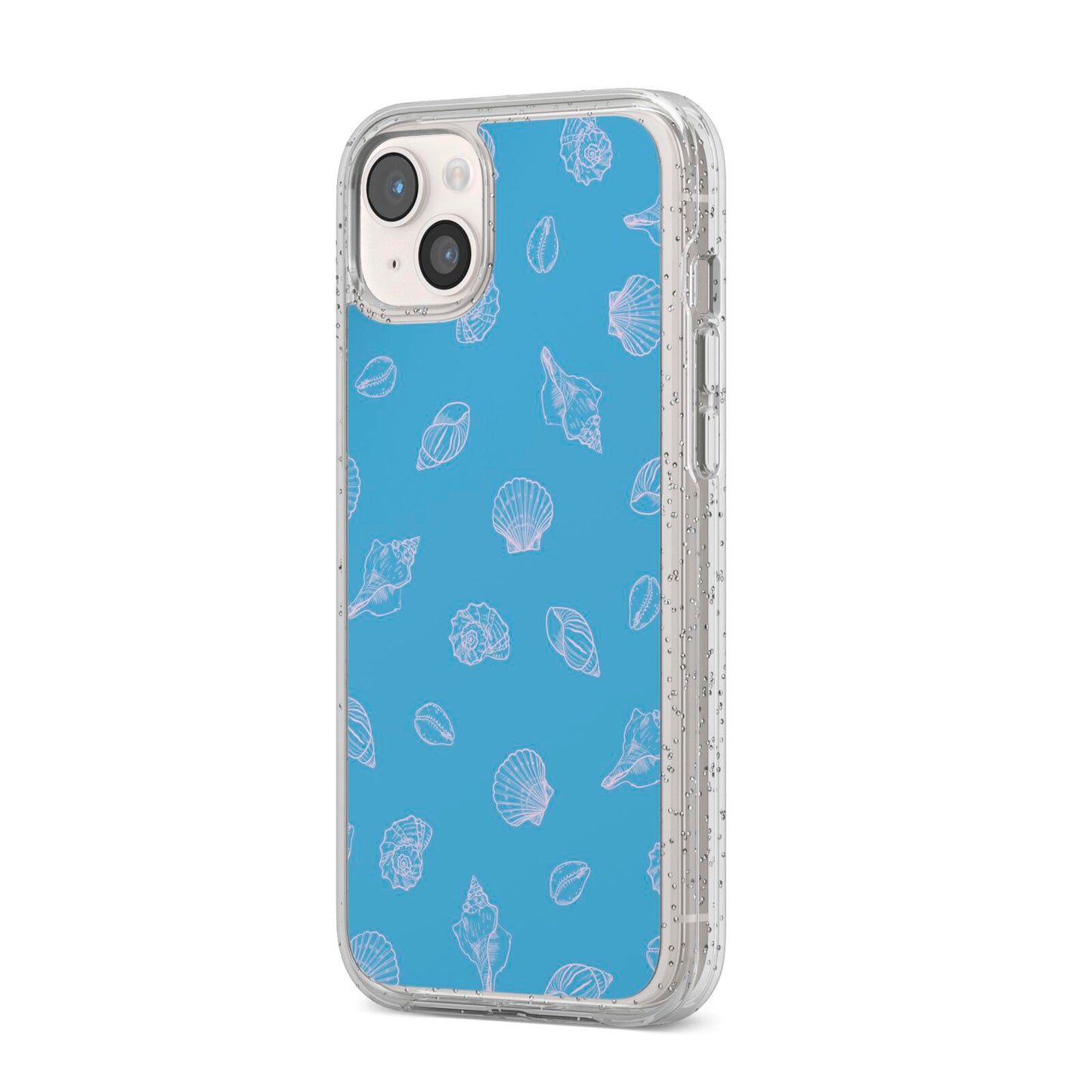 Beach Shell iPhone 14 Plus Glitter Tough Case Starlight Angled Image