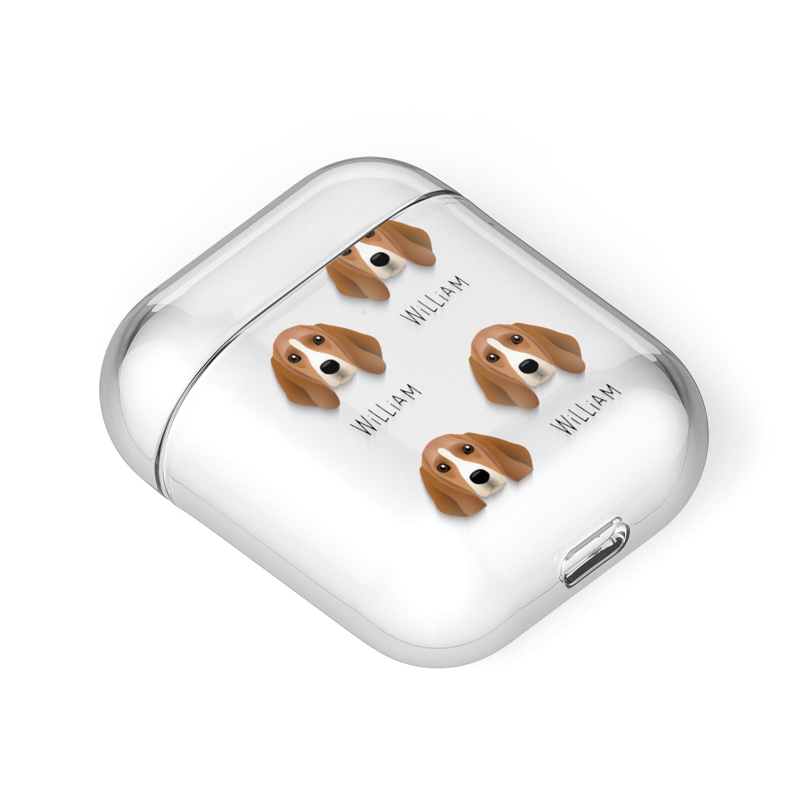 Beagle Icon with Name AirPods Case Laid Flat