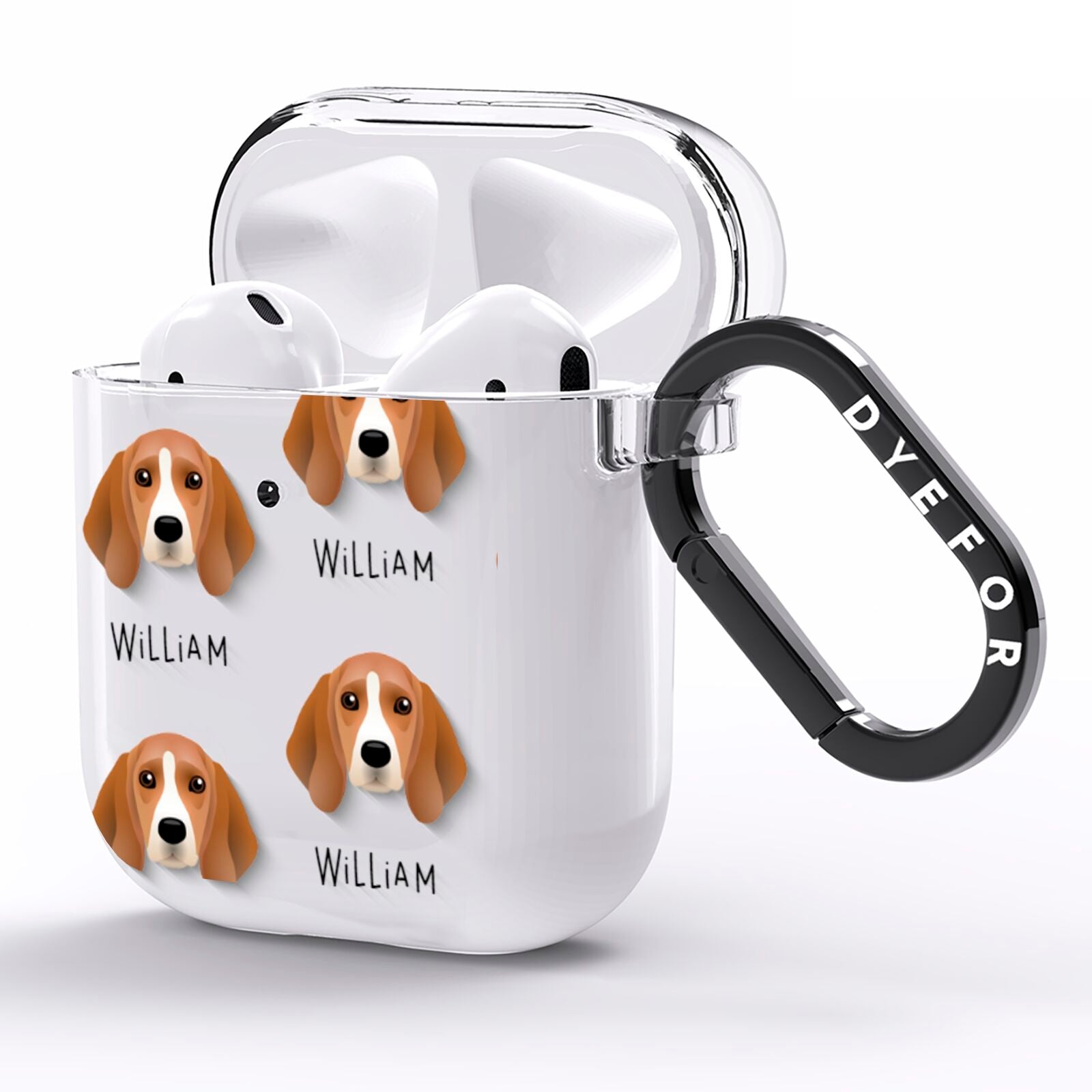 Beagle Icon with Name AirPods Clear Case Side Image