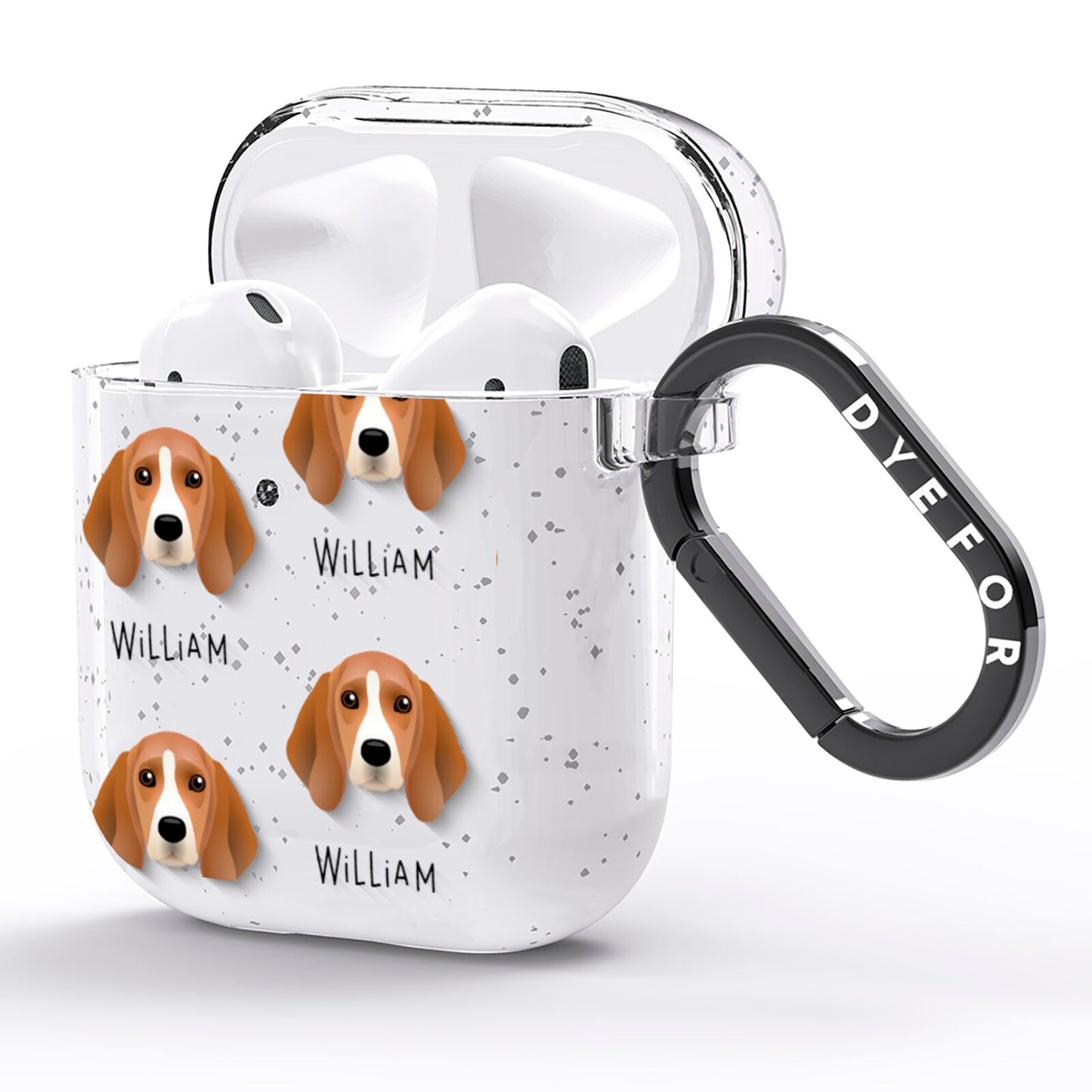 Beagle Icon with Name AirPods Glitter Case Side Image