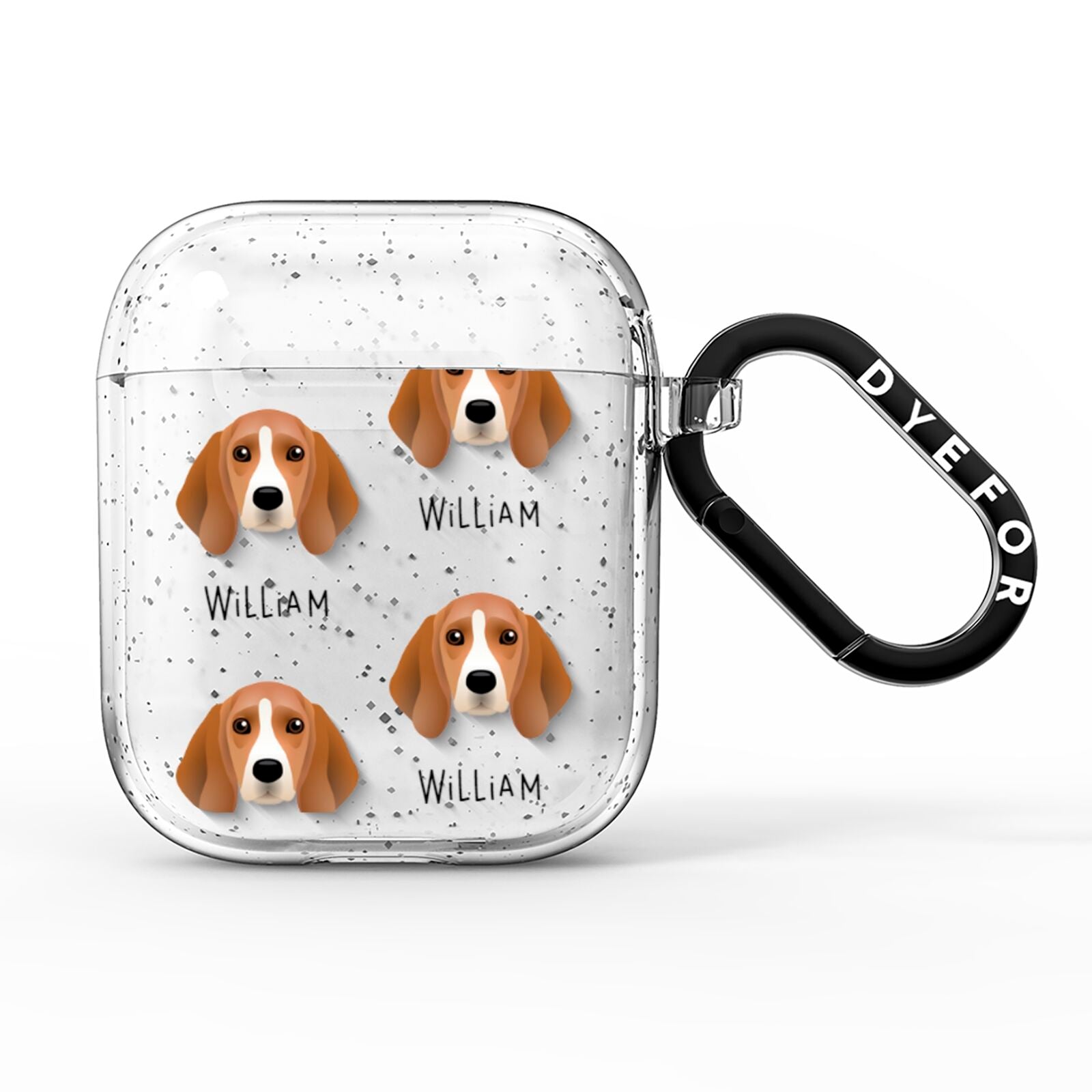 Beagle Icon with Name AirPods Glitter Case