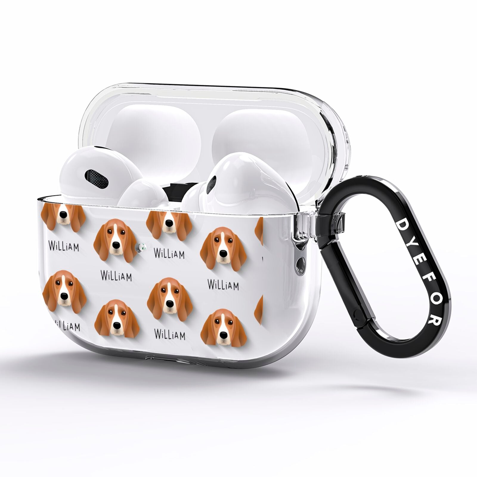 Beagle Icon with Name AirPods Pro Clear Case Side Image