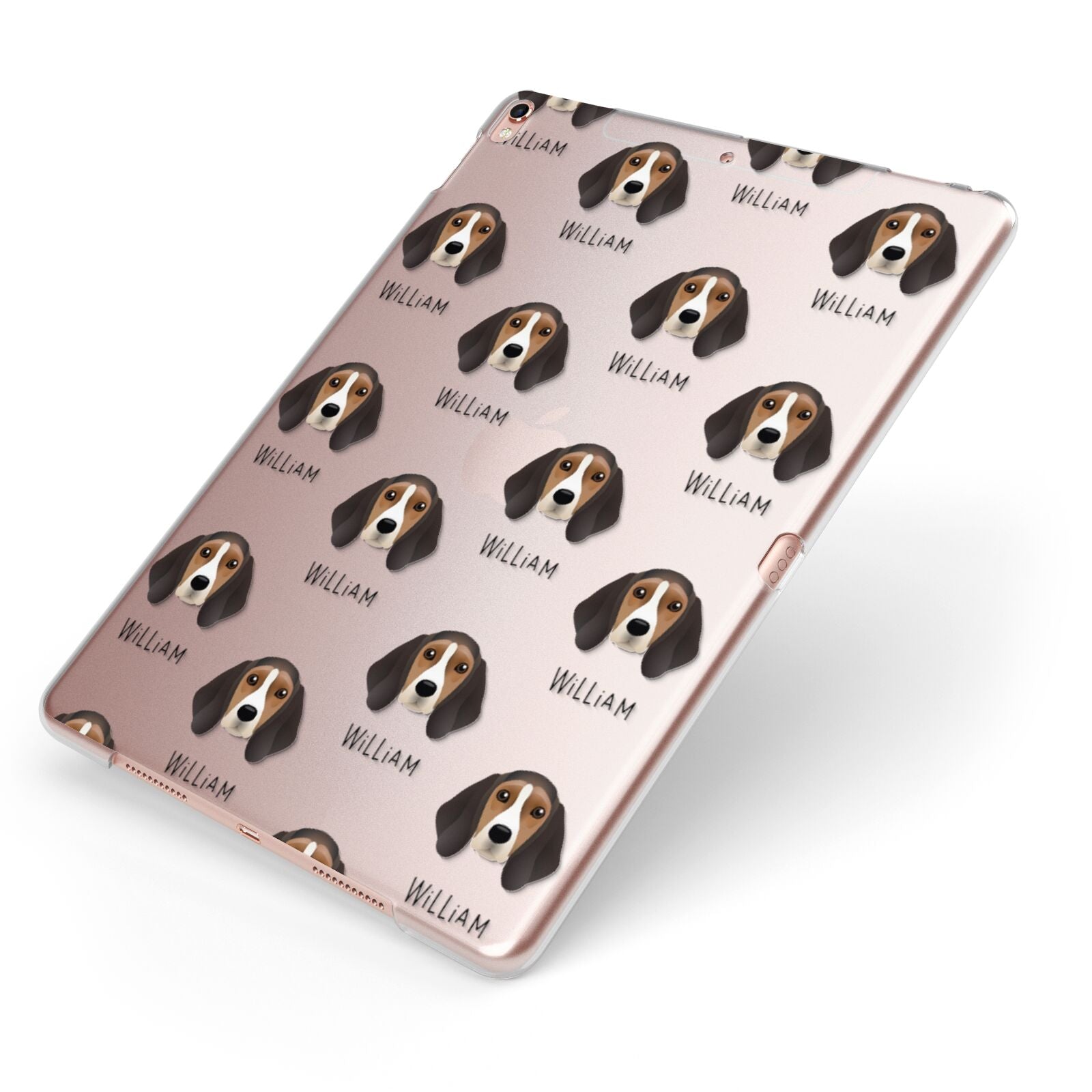 Beagle Icon with Name Apple iPad Case on Rose Gold iPad Side View