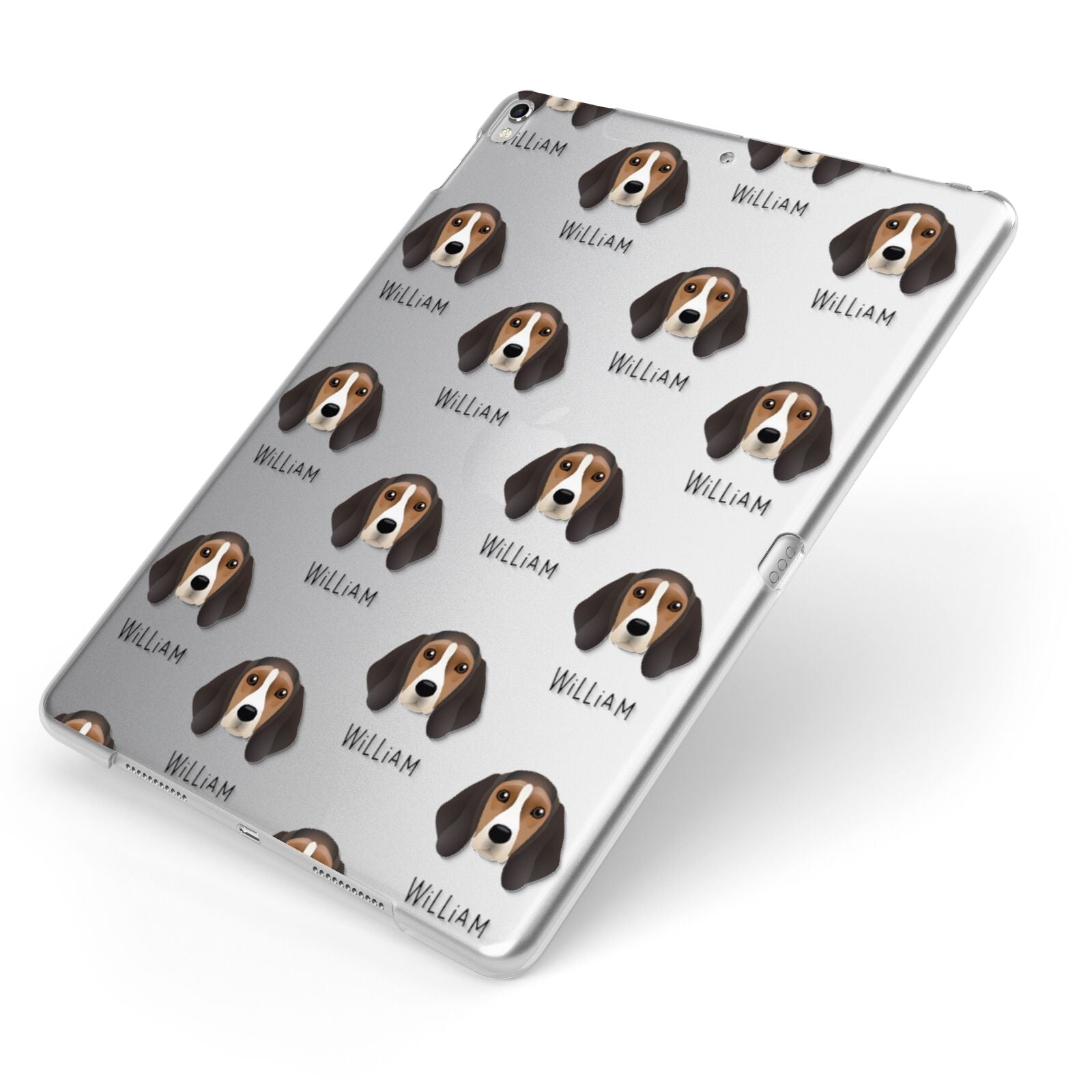 Beagle Icon with Name Apple iPad Case on Silver iPad Side View
