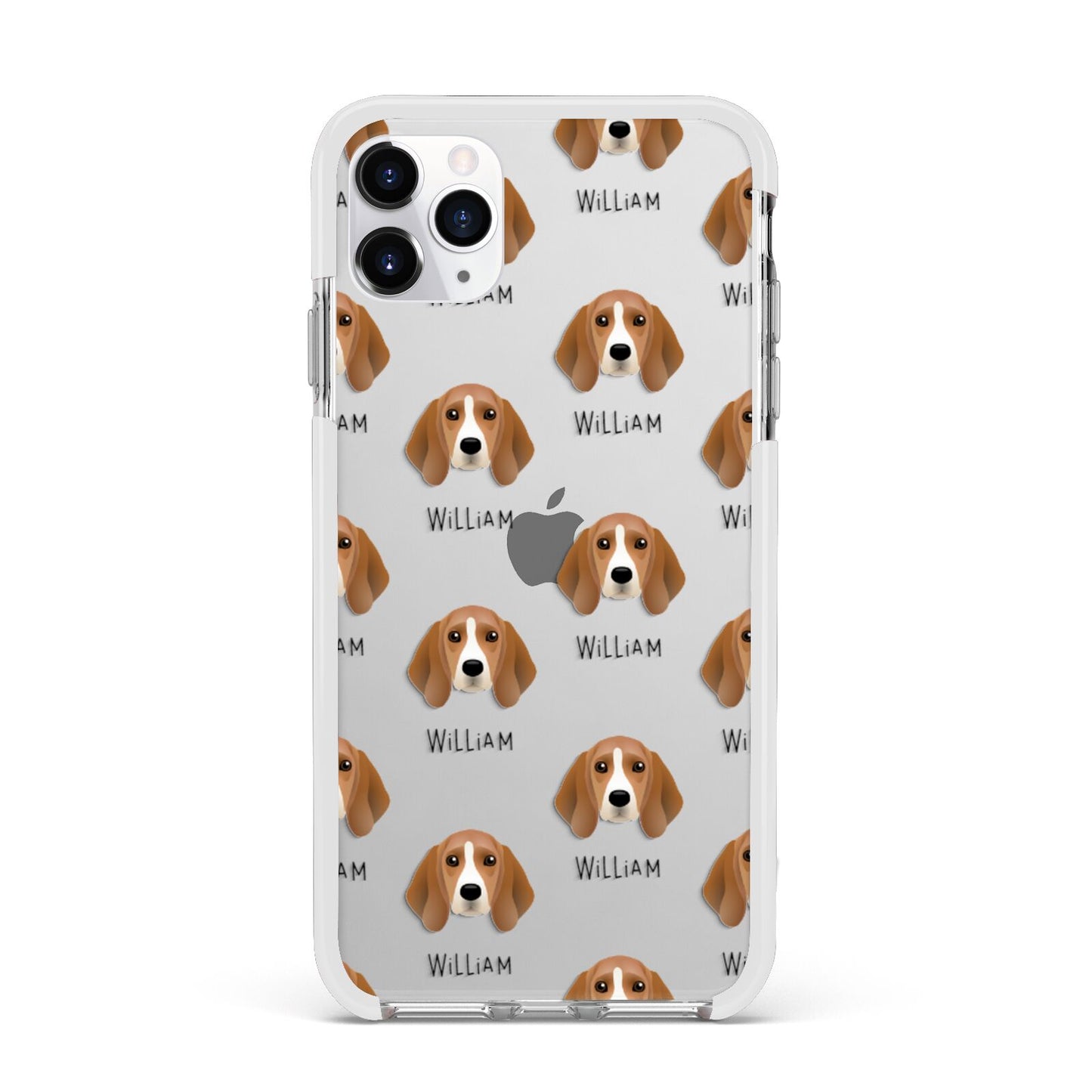 Beagle Icon with Name Apple iPhone 11 Pro Max in Silver with White Impact Case