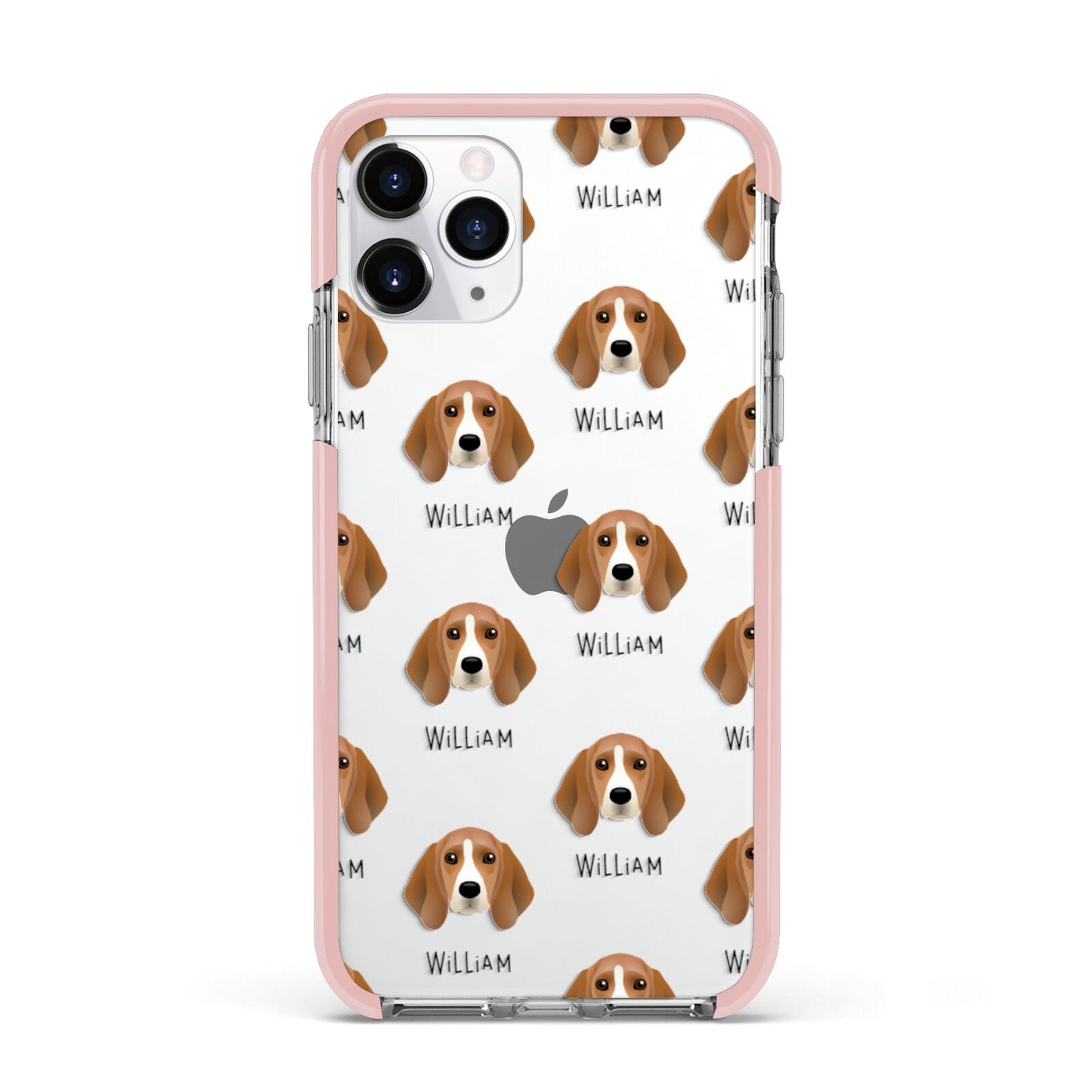 Beagle Icon with Name Apple iPhone 11 Pro in Silver with Pink Impact Case