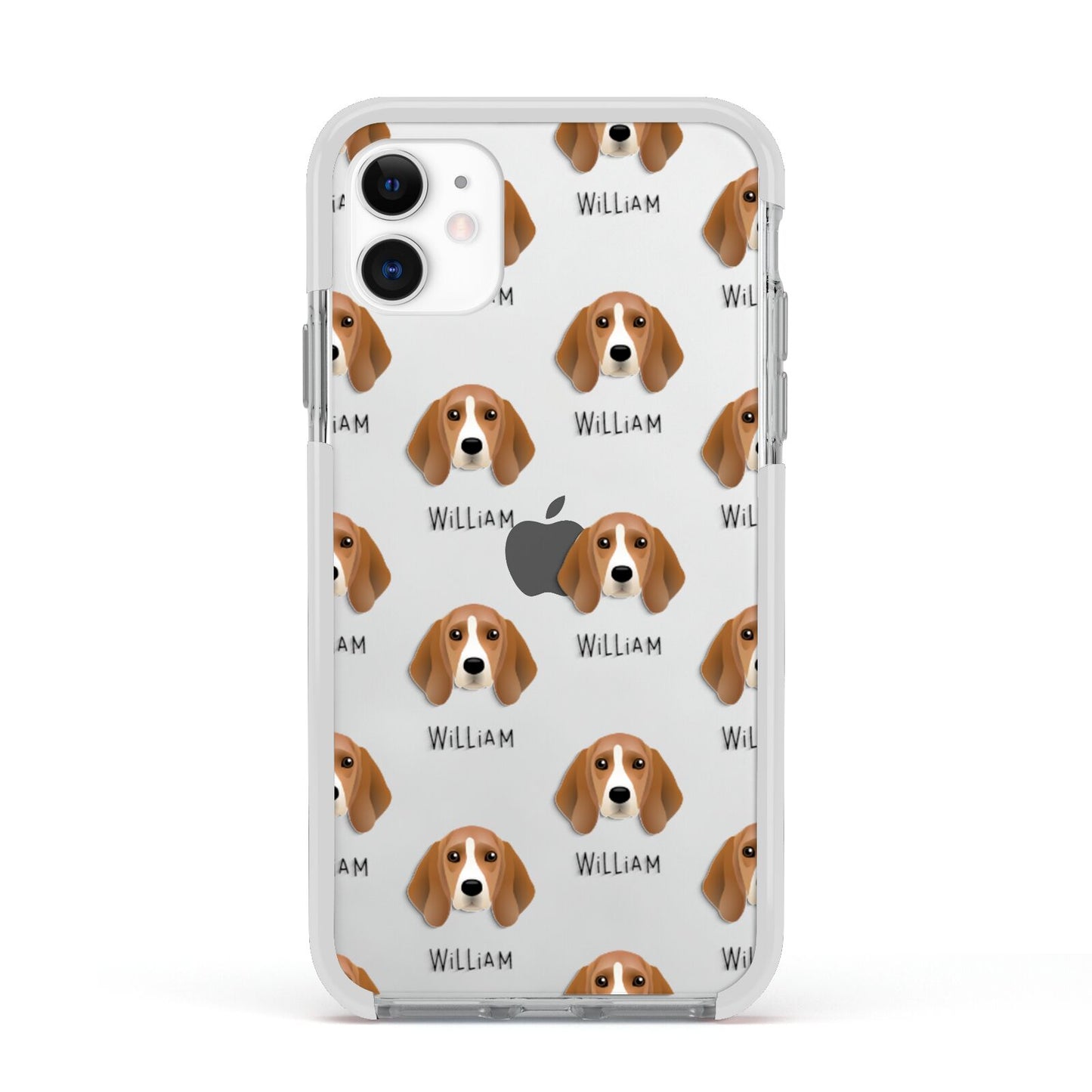 Beagle Icon with Name Apple iPhone 11 in White with White Impact Case