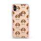 Beagle Icon with Name Apple iPhone Xs Impact Case Pink Edge on Gold Phone