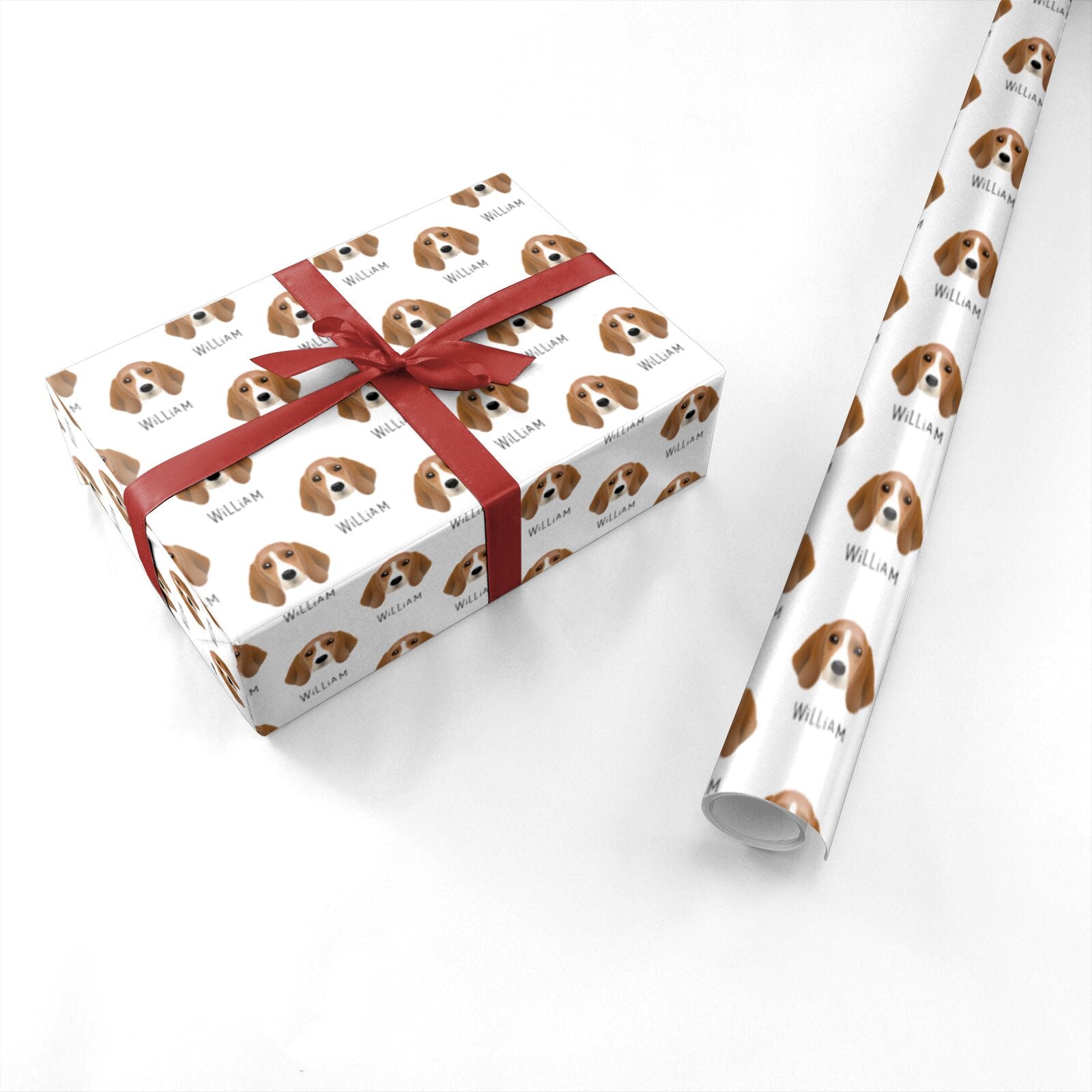 Beagle Icon with Name Personalised Wrapping Paper