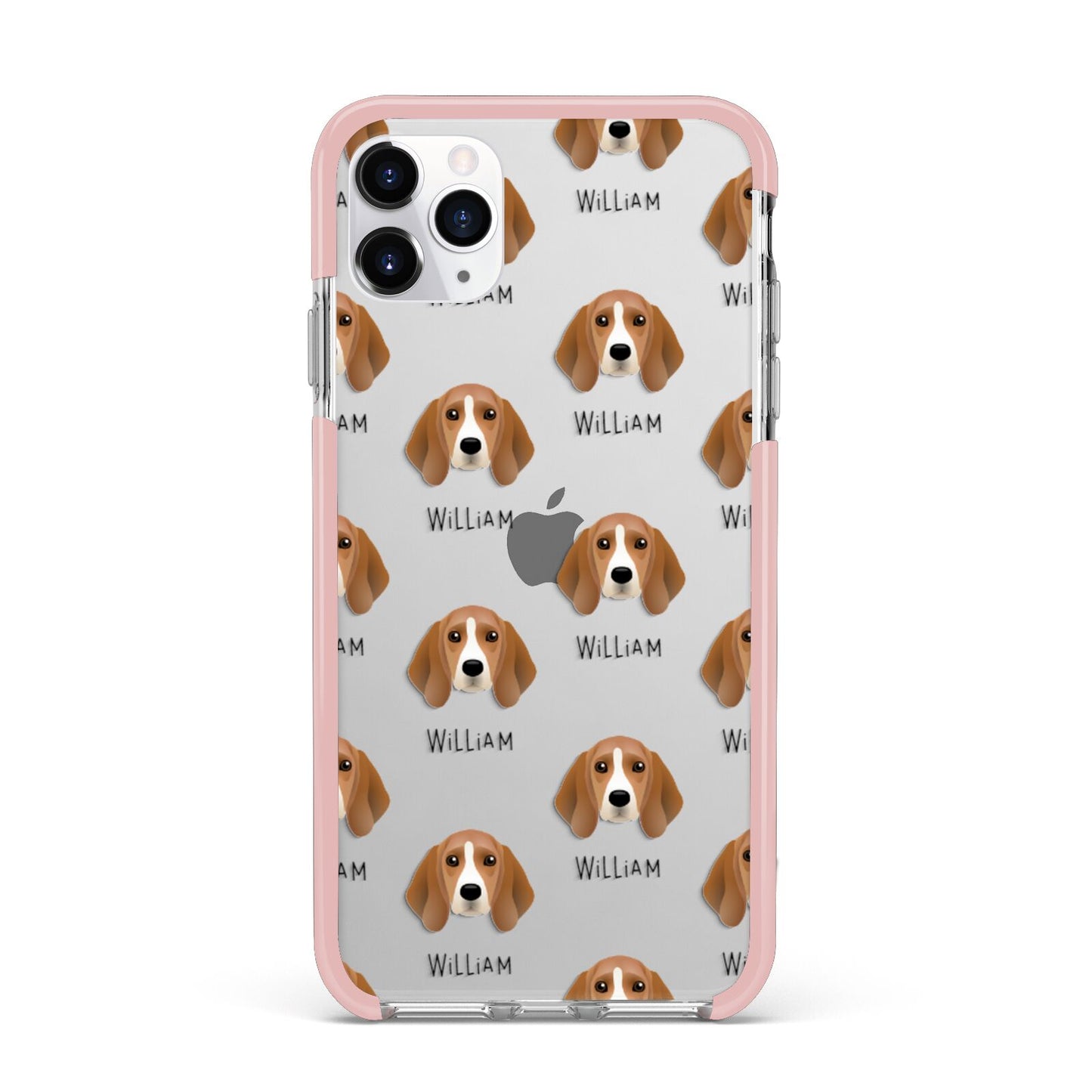 Beagle Icon with Name iPhone 11 Pro Max Impact Pink Edge Case