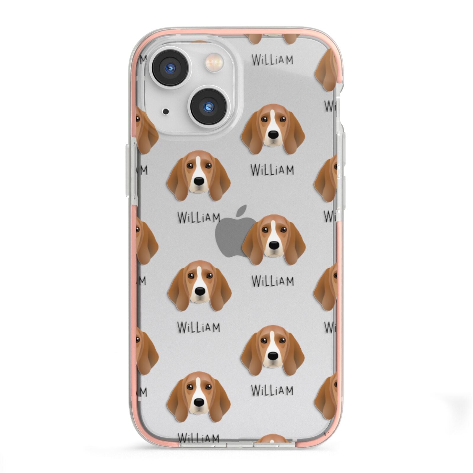 Beagle Icon with Name iPhone 13 Mini TPU Impact Case with Pink Edges
