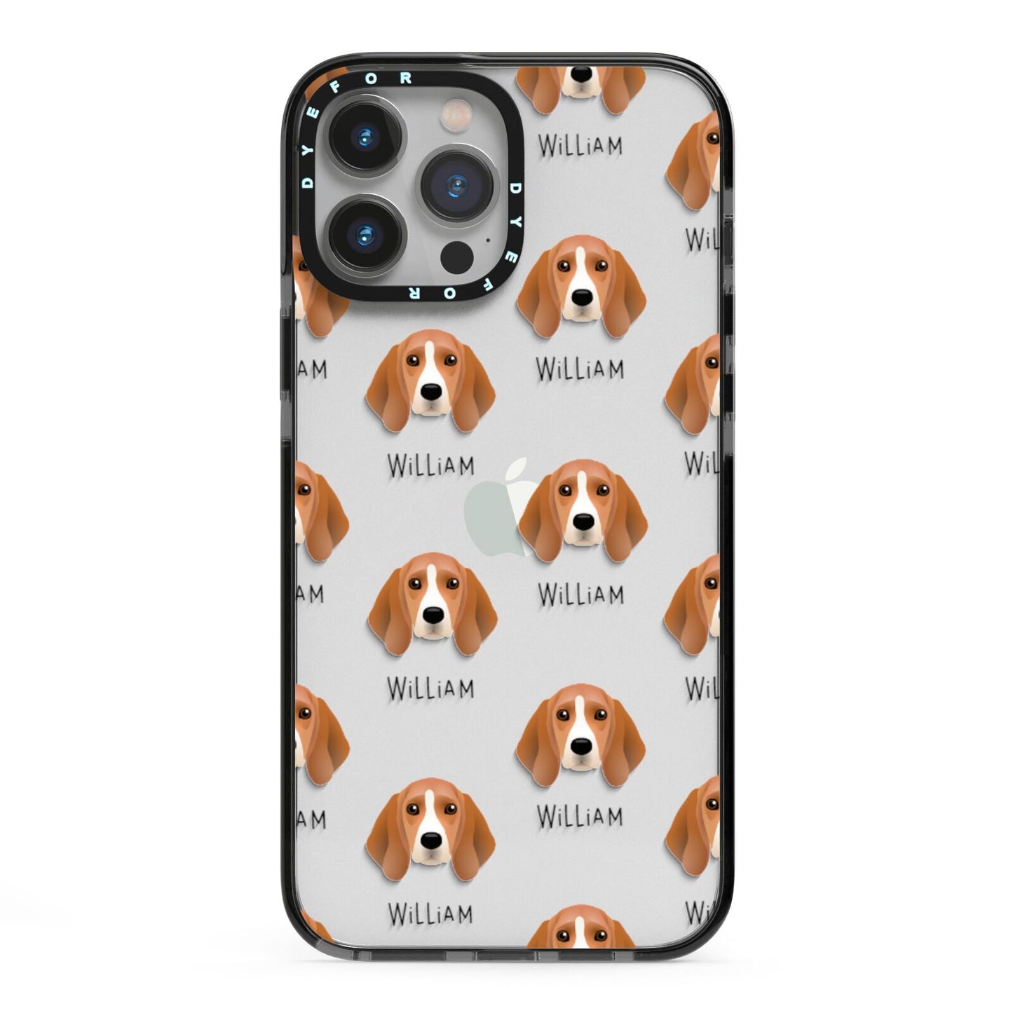 Beagle Icon with Name iPhone 13 Pro Max Black Impact Case on Silver phone