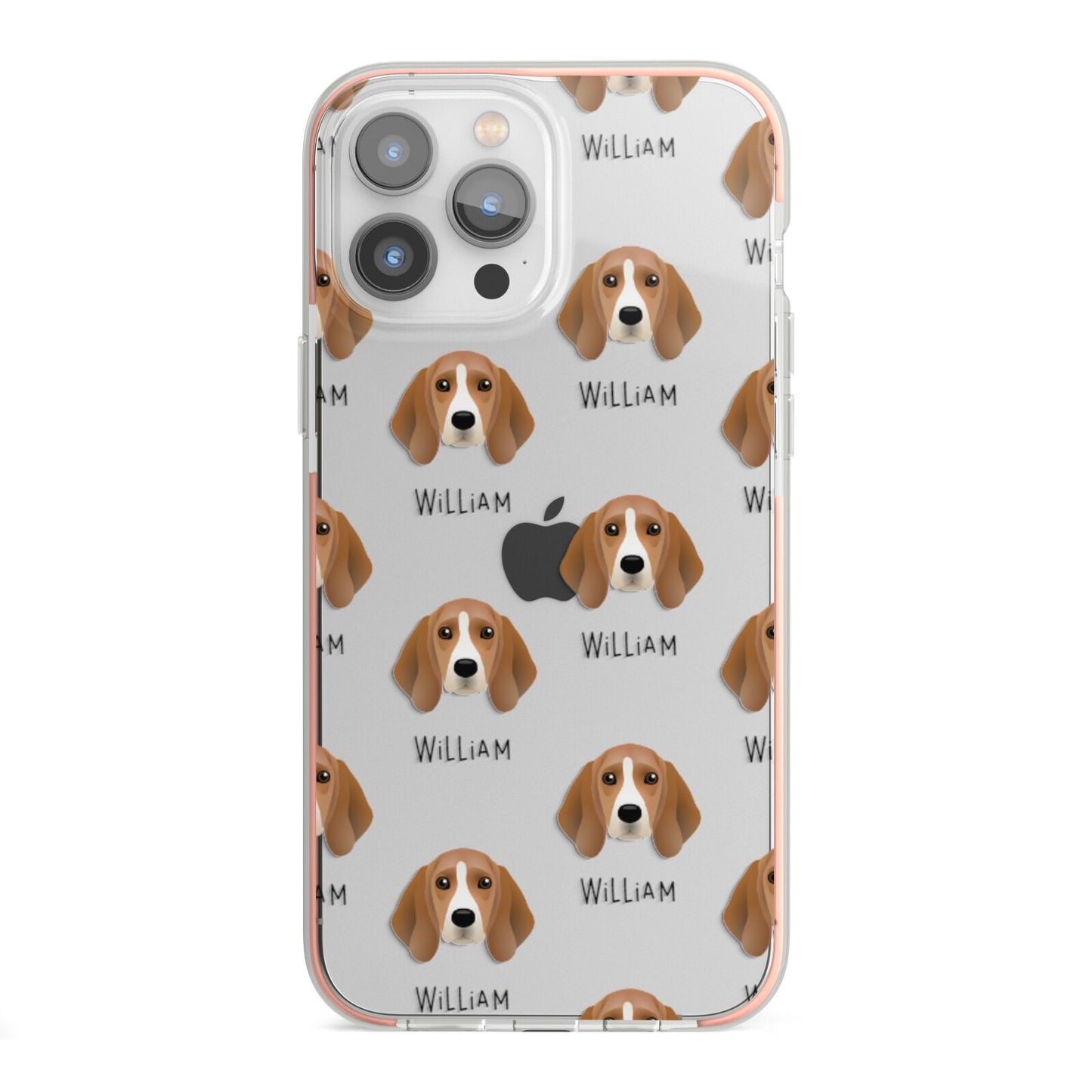Beagle Icon with Name iPhone 13 Pro Max TPU Impact Case with Pink Edges
