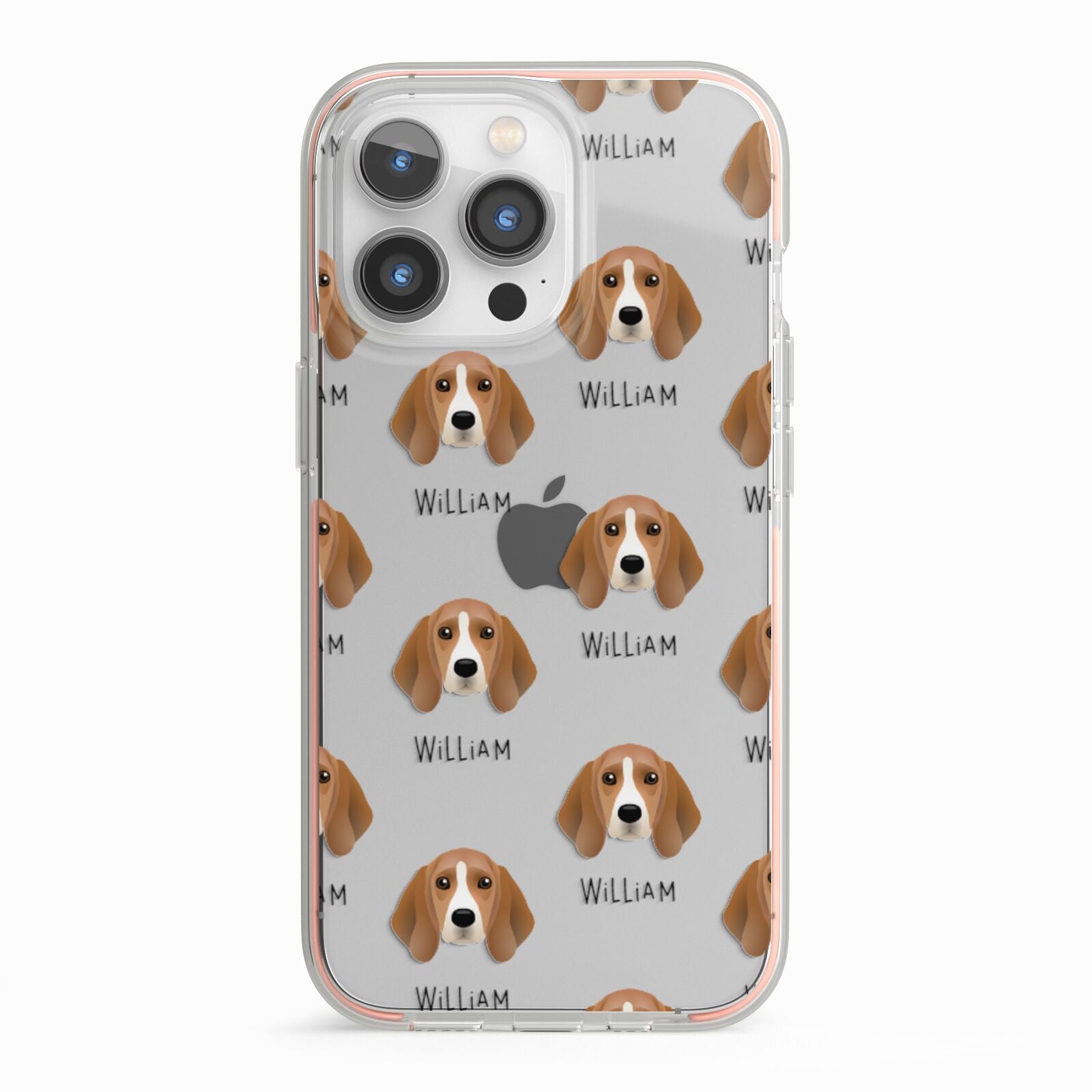 Beagle Icon with Name iPhone 13 Pro TPU Impact Case with Pink Edges