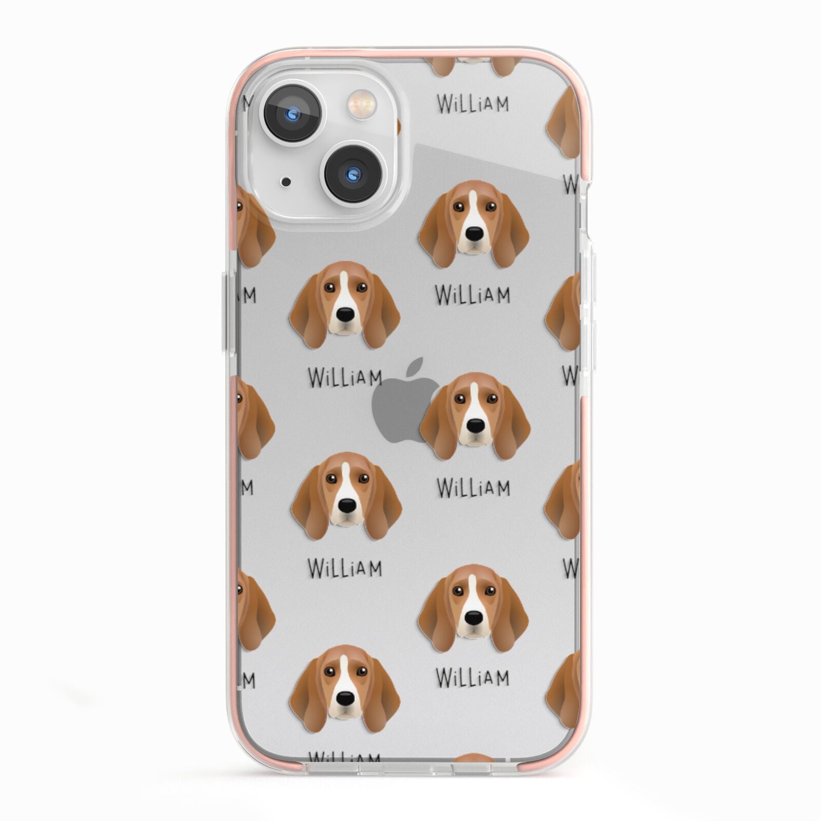 Beagle Icon with Name iPhone 13 TPU Impact Case with Pink Edges