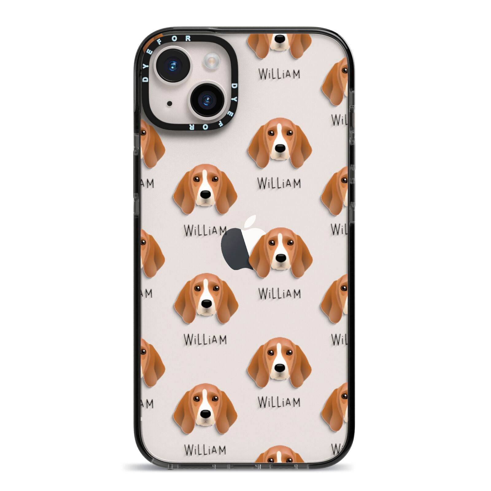 Beagle Icon with Name iPhone 14 Plus Black Impact Case on Silver phone