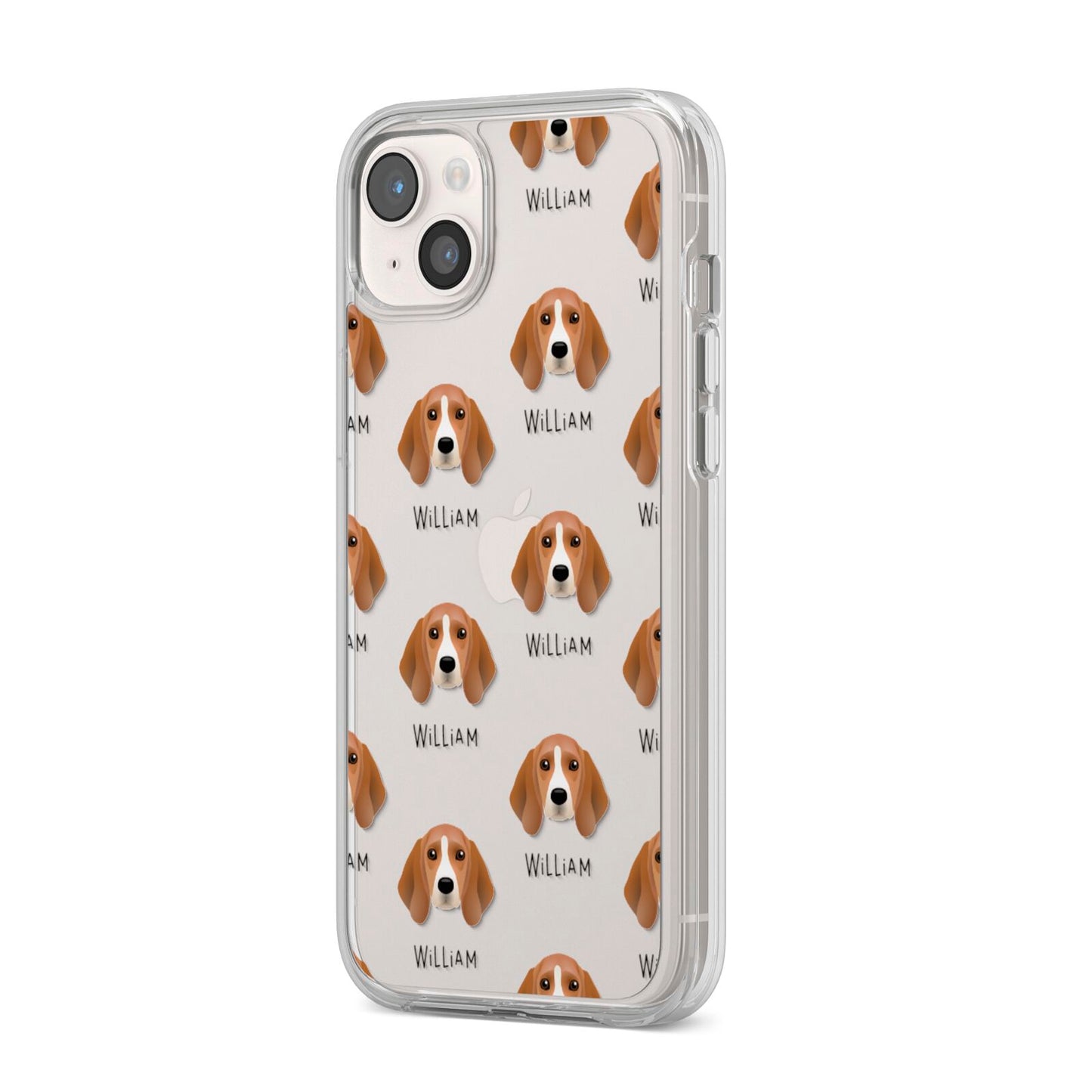 Beagle Icon with Name iPhone 14 Plus Clear Tough Case Starlight Angled Image