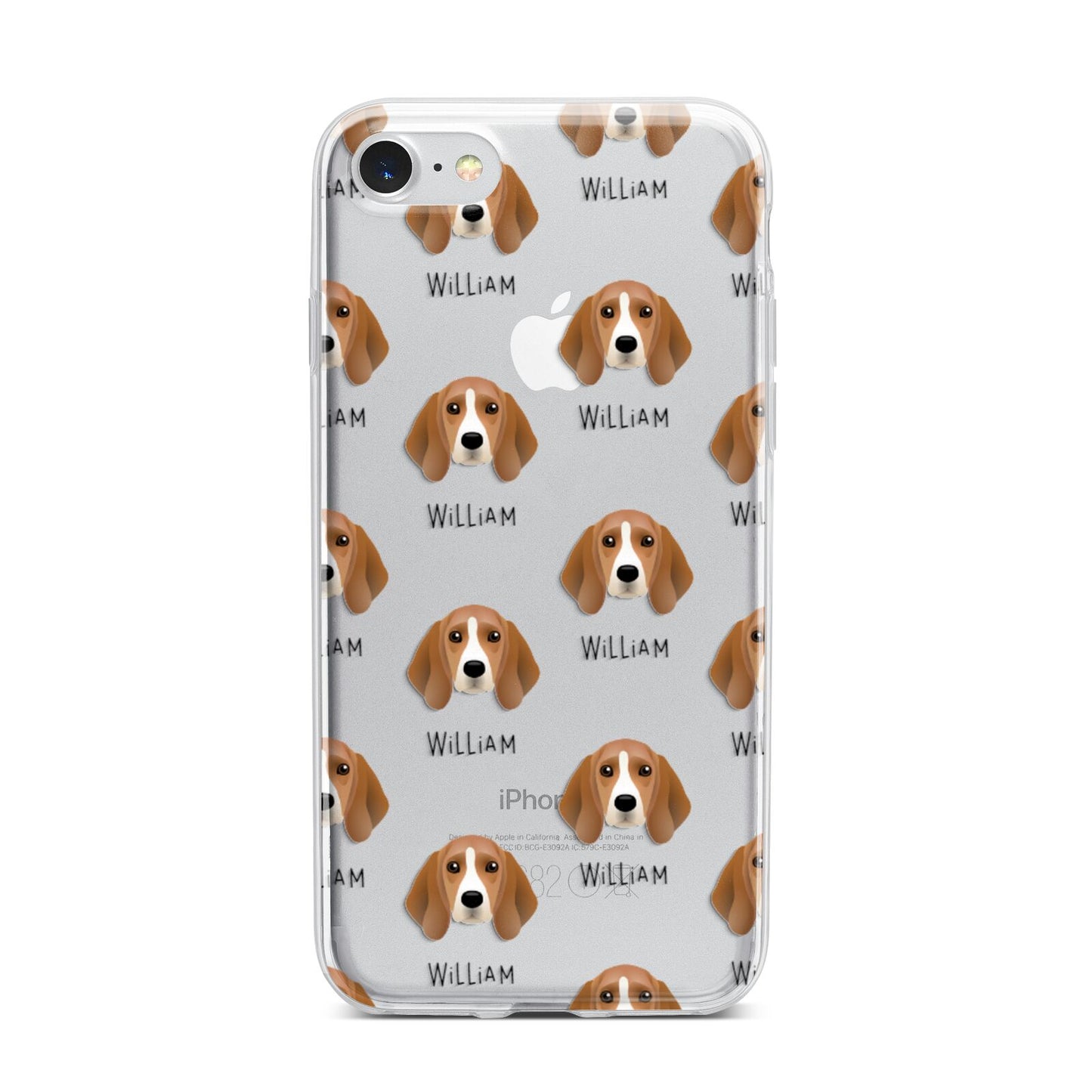 Beagle Icon with Name iPhone 7 Bumper Case on Silver iPhone