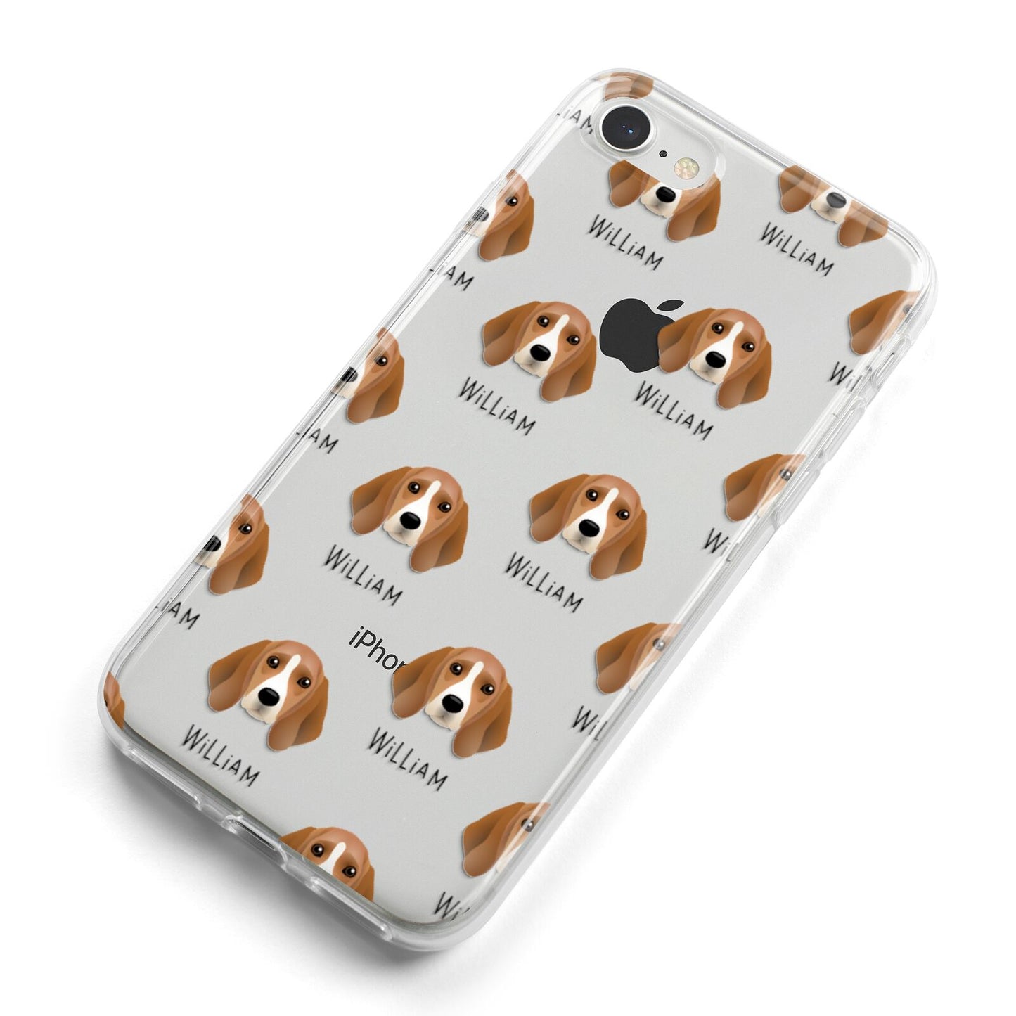 Beagle Icon with Name iPhone 8 Bumper Case on Silver iPhone Alternative Image