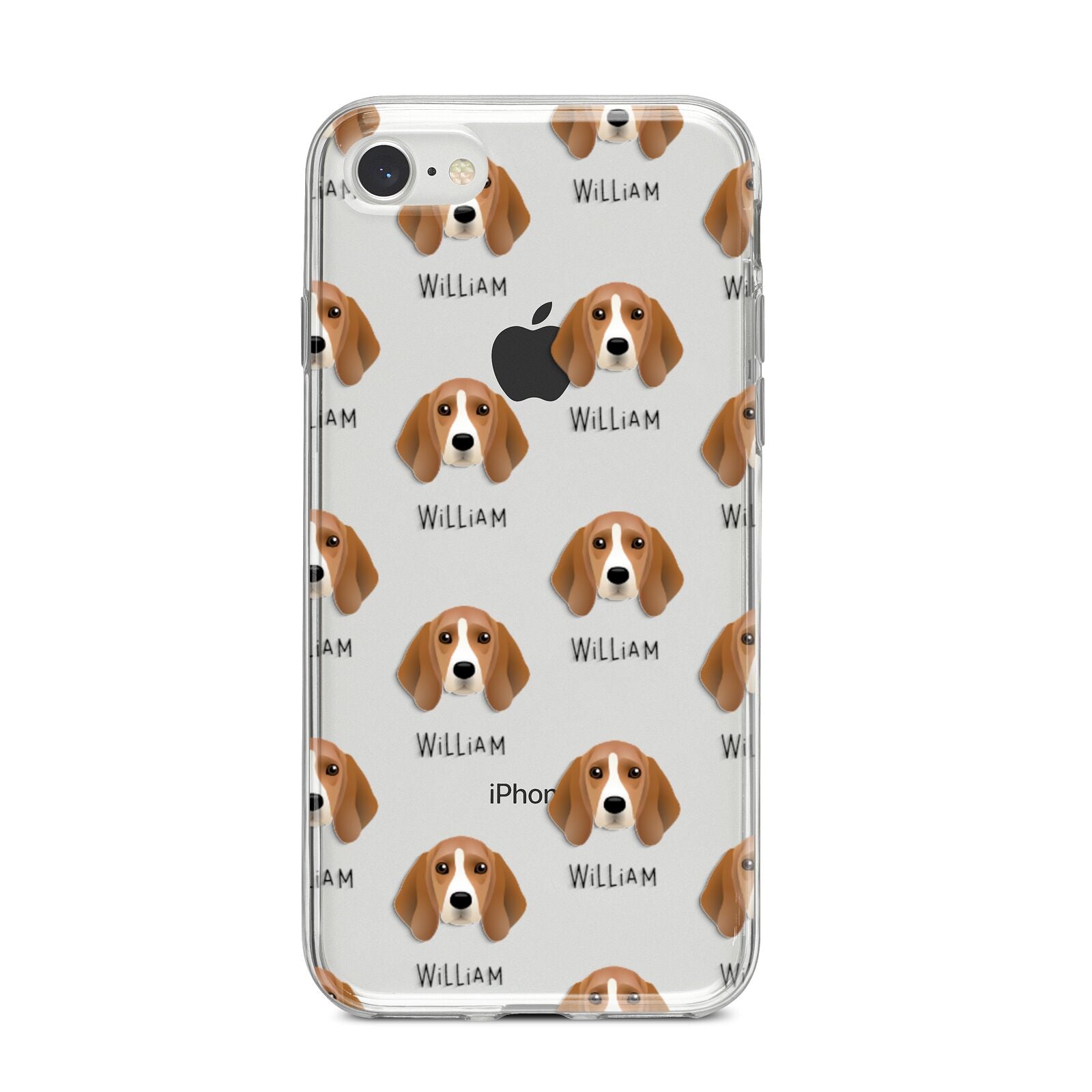 Beagle Icon with Name iPhone 8 Bumper Case on Silver iPhone