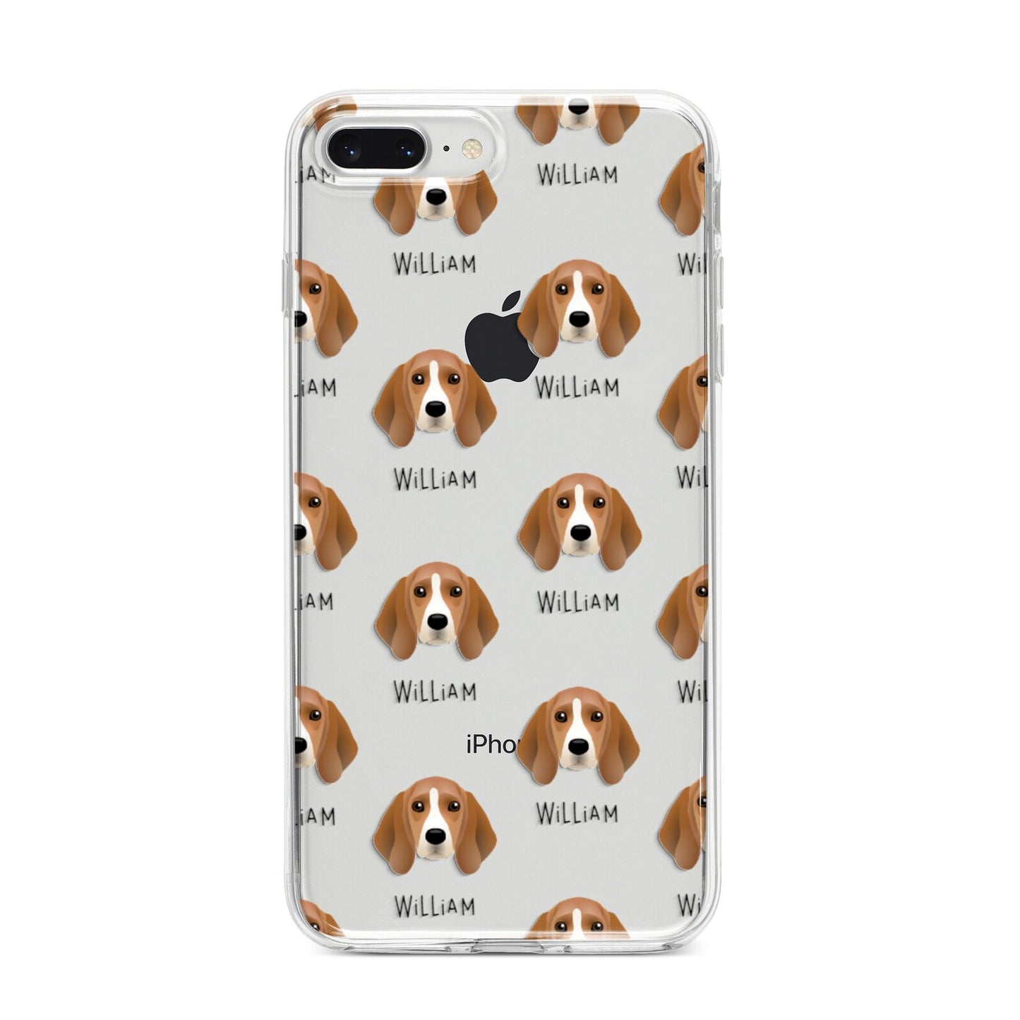 Beagle Icon with Name iPhone 8 Plus Bumper Case on Silver iPhone