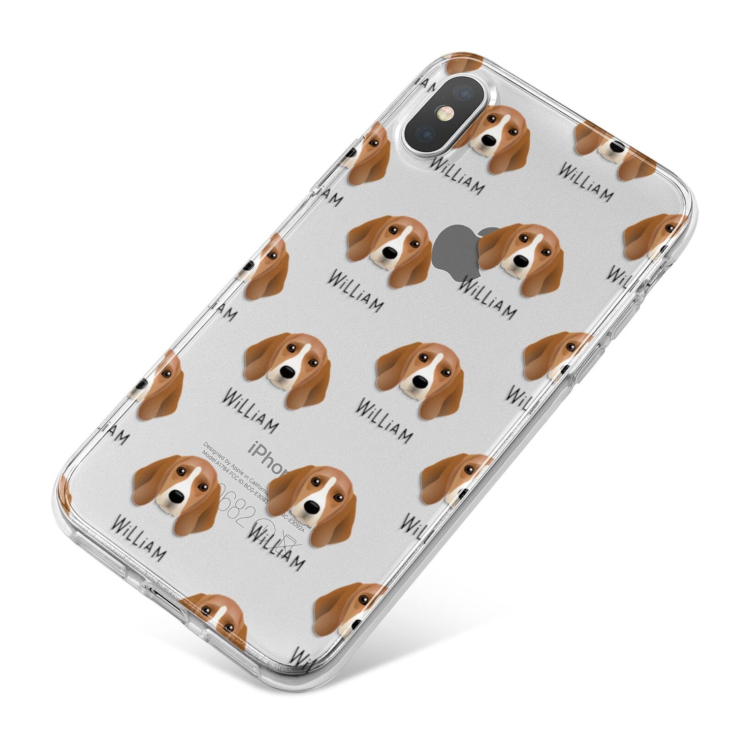Beagle Icon with Name iPhone X Bumper Case on Silver iPhone