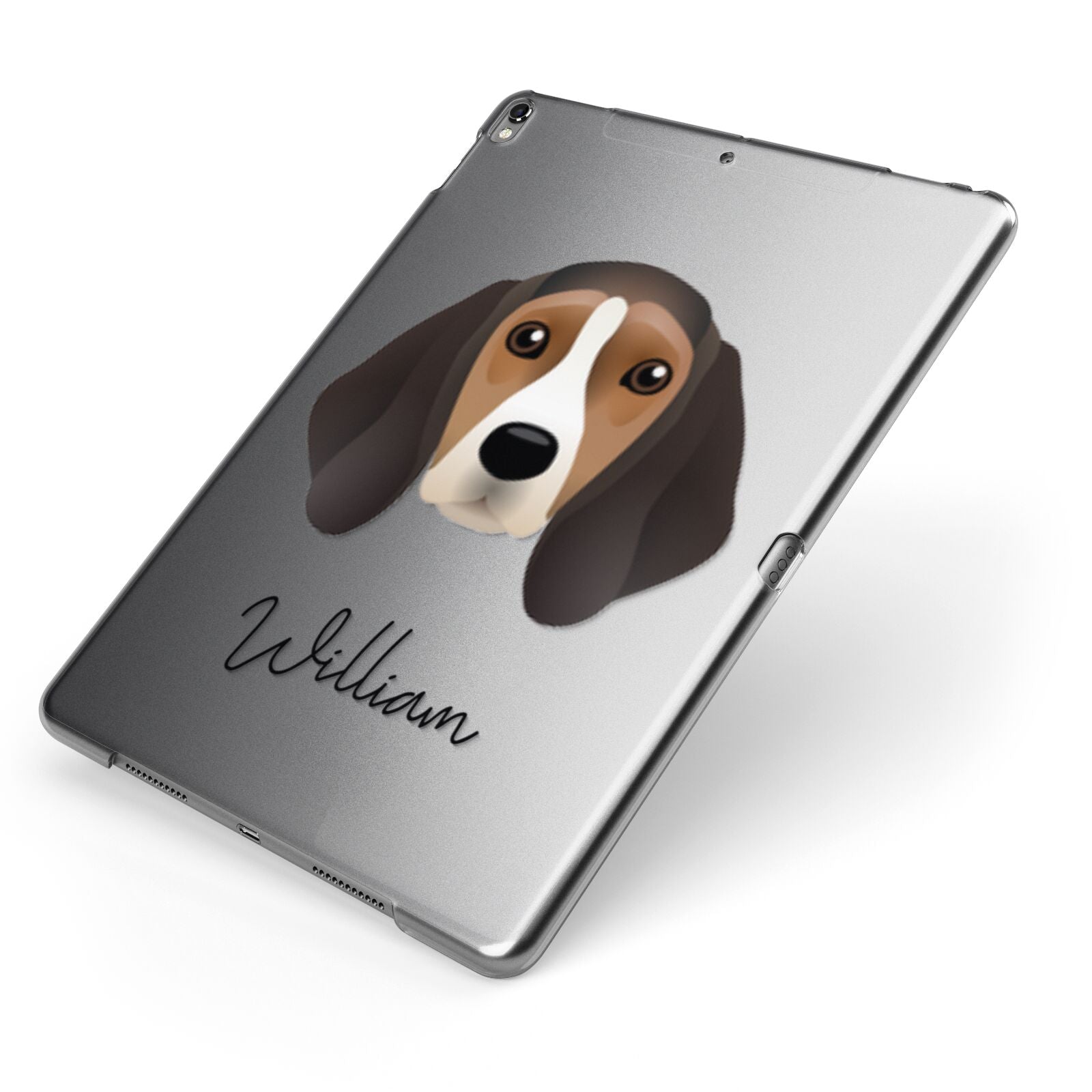 Beagle Personalised Apple iPad Case on Grey iPad Side View