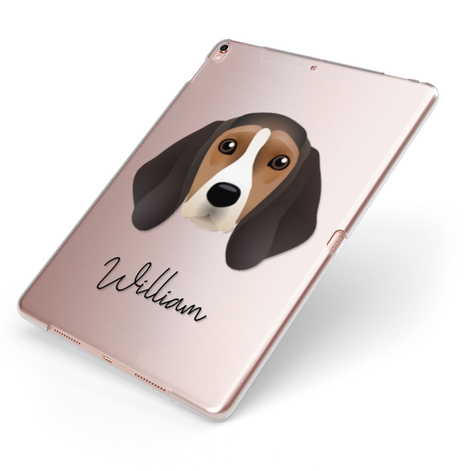 Beagle Personalised Apple iPad Case on Rose Gold iPad Side View