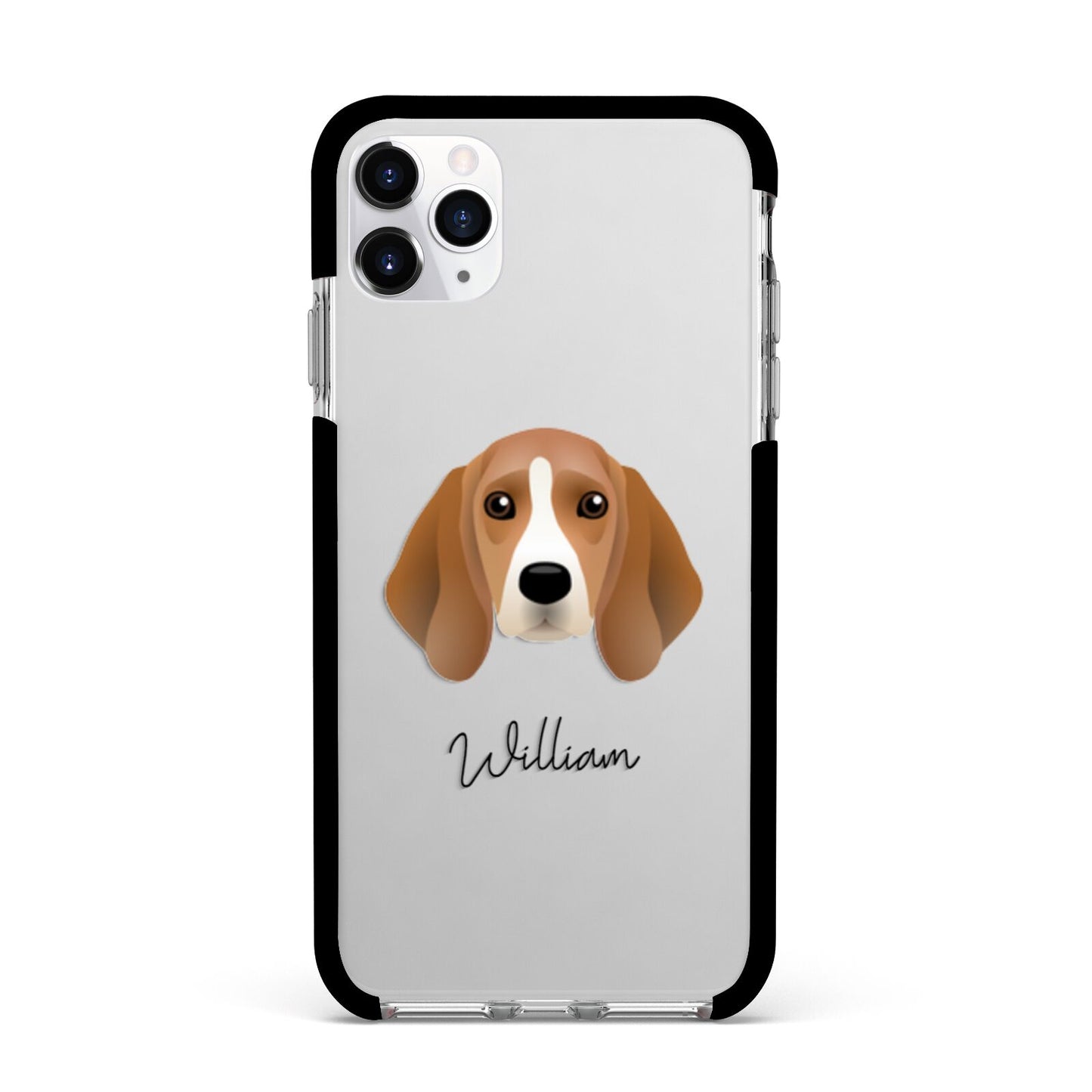 Beagle Personalised Apple iPhone 11 Pro Max in Silver with Black Impact Case