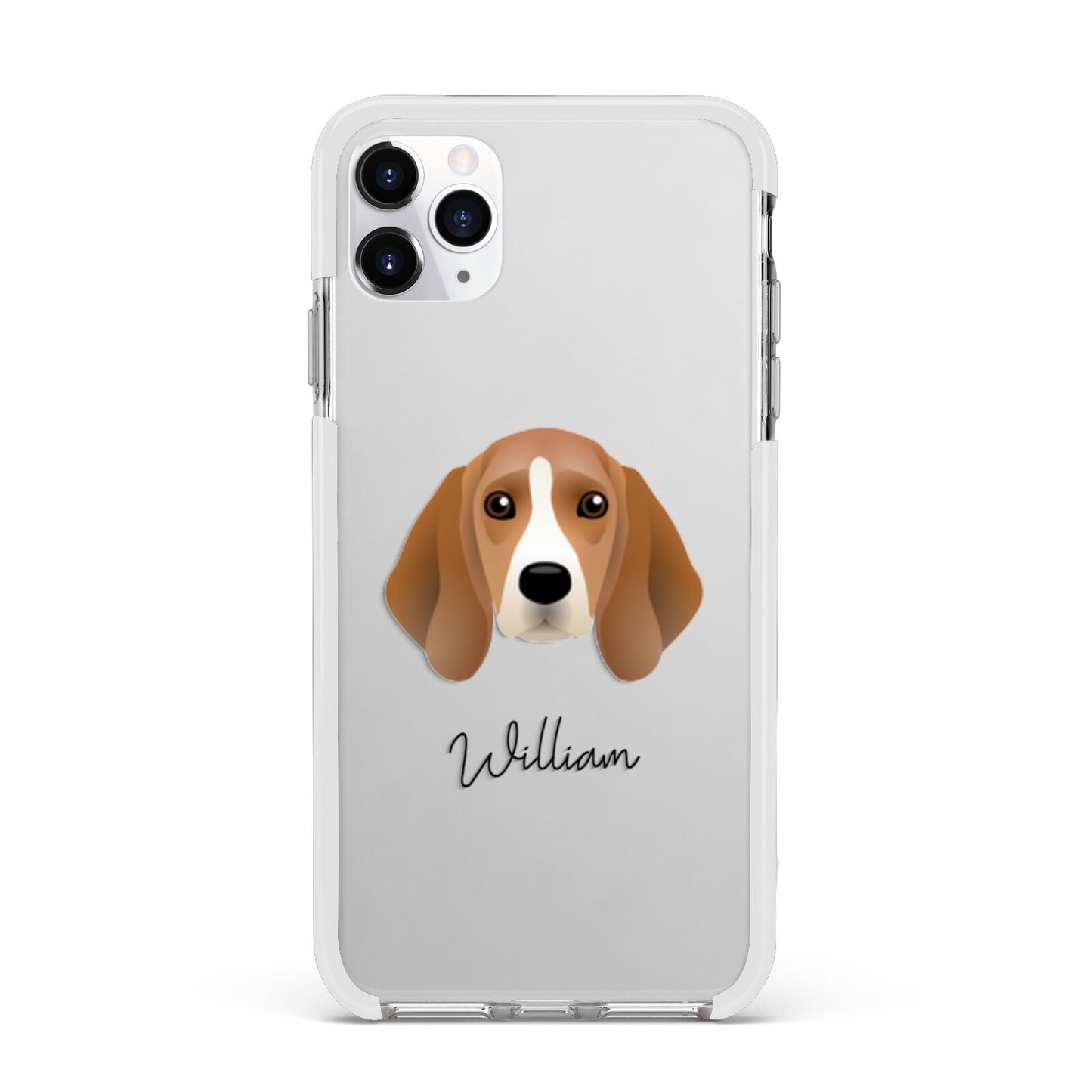 Beagle Personalised Apple iPhone 11 Pro Max in Silver with White Impact Case
