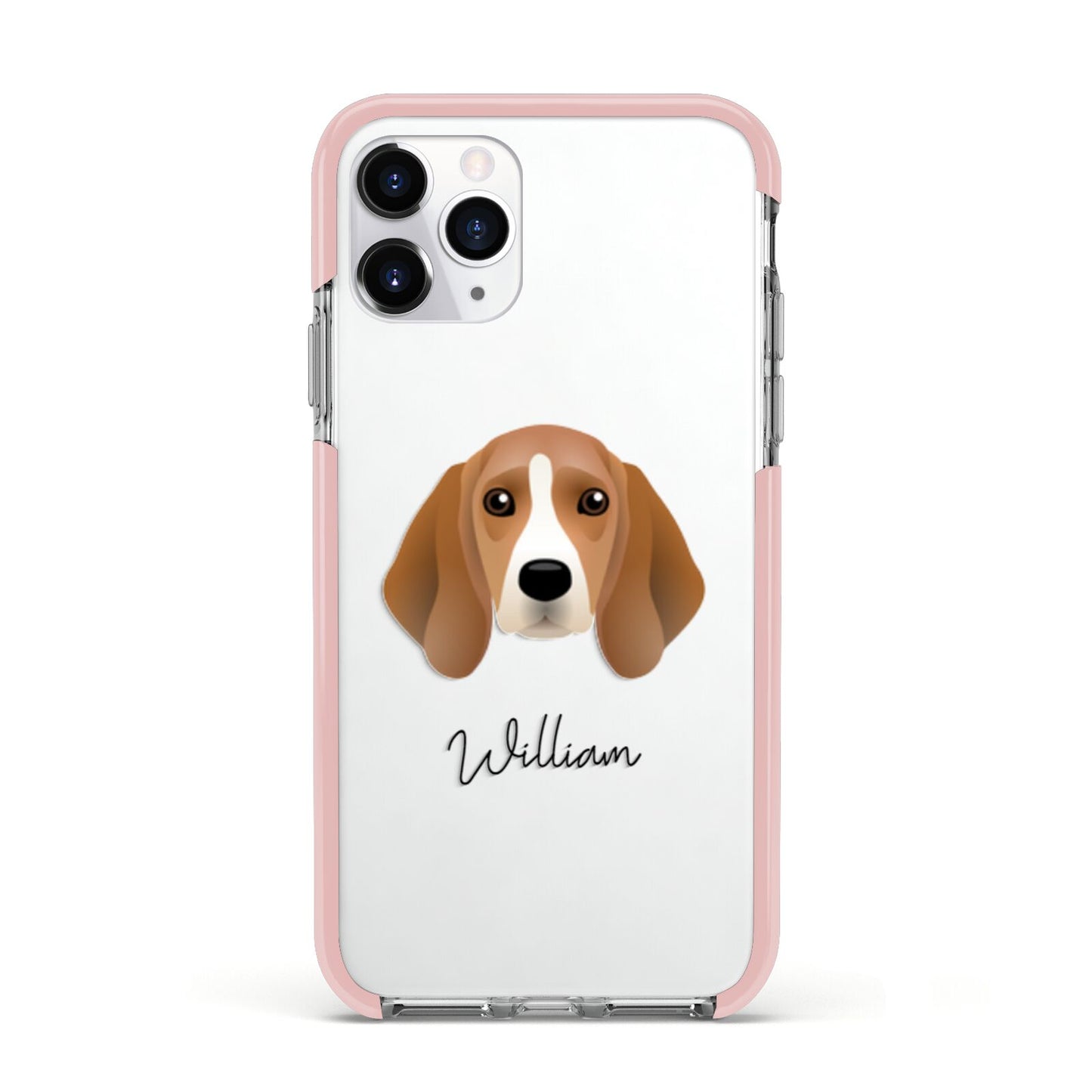Beagle Personalised Apple iPhone 11 Pro in Silver with Pink Impact Case