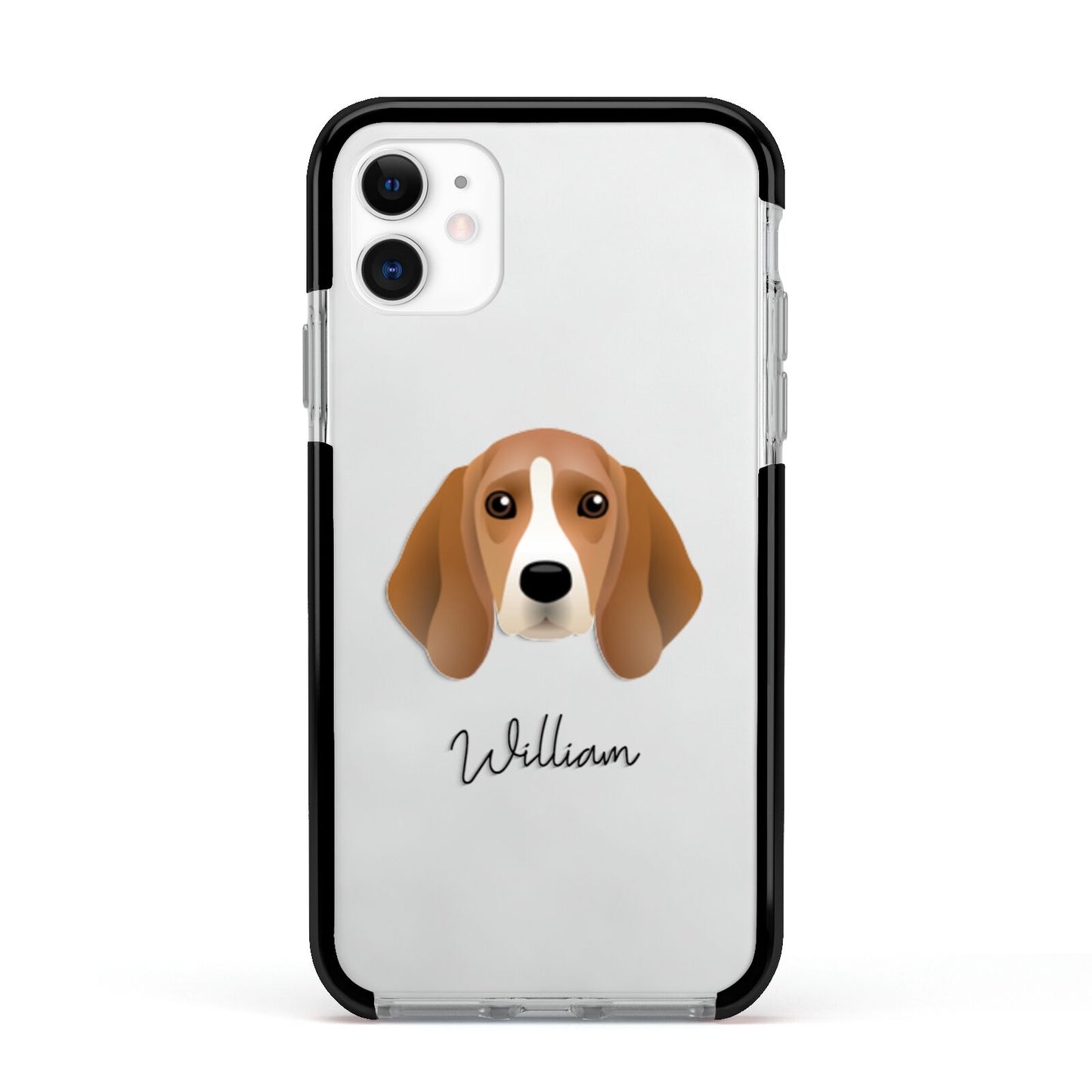 Beagle Personalised Apple iPhone 11 in White with Black Impact Case