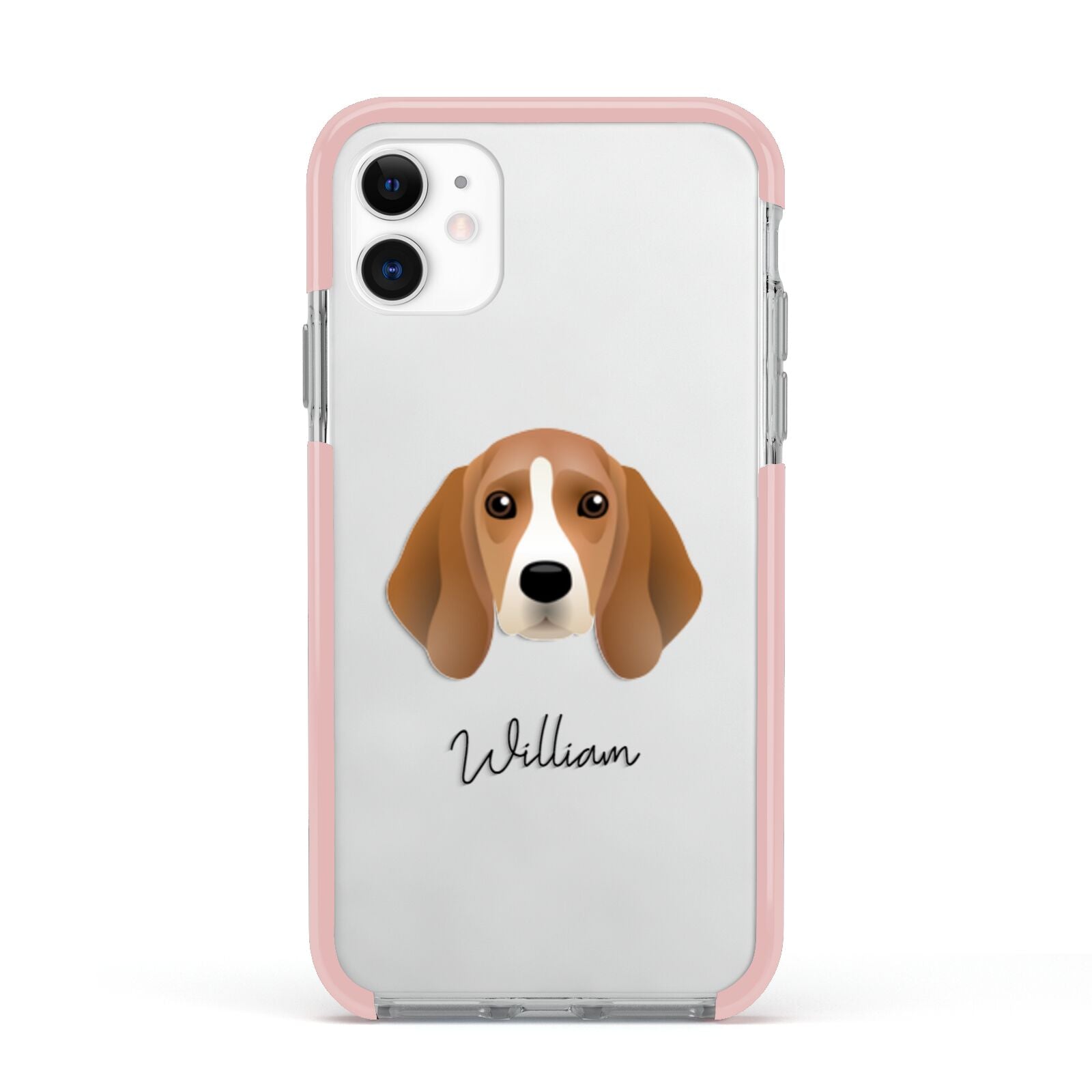 Beagle Personalised Apple iPhone 11 in White with Pink Impact Case