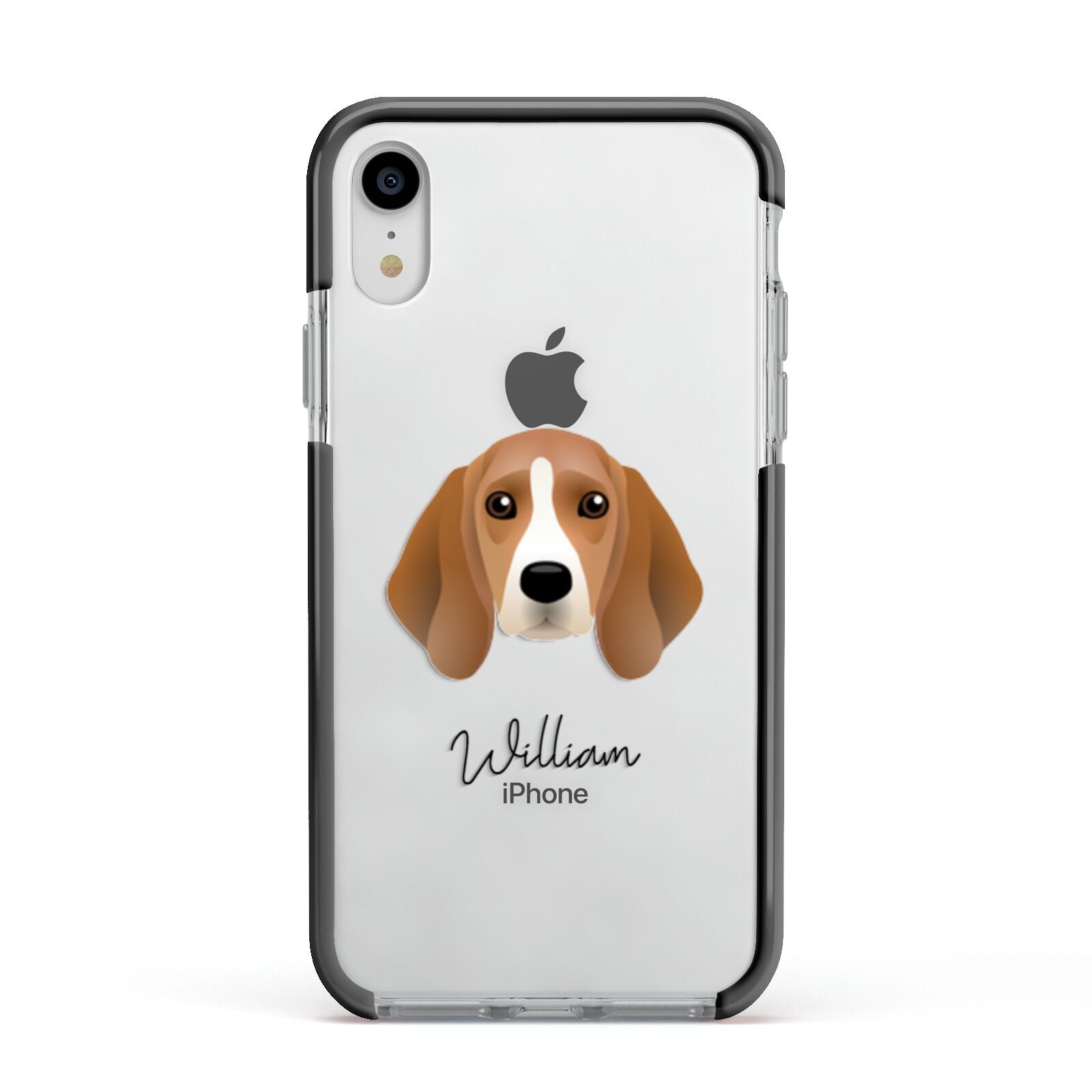 Beagle Personalised Apple iPhone XR Impact Case Black Edge on Silver Phone
