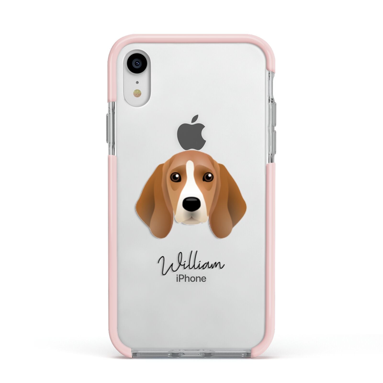 Beagle Personalised Apple iPhone XR Impact Case Pink Edge on Silver Phone