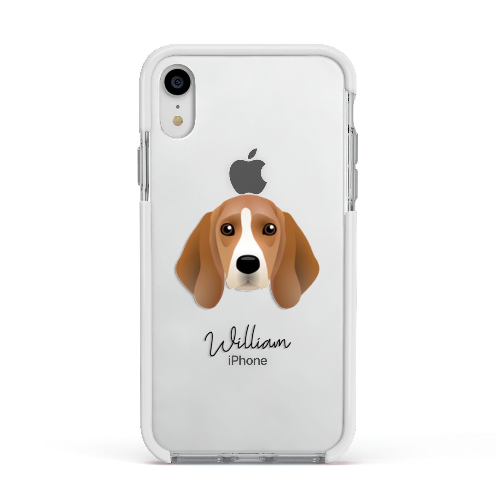 Beagle Personalised Apple iPhone XR Impact Case White Edge on Silver Phone