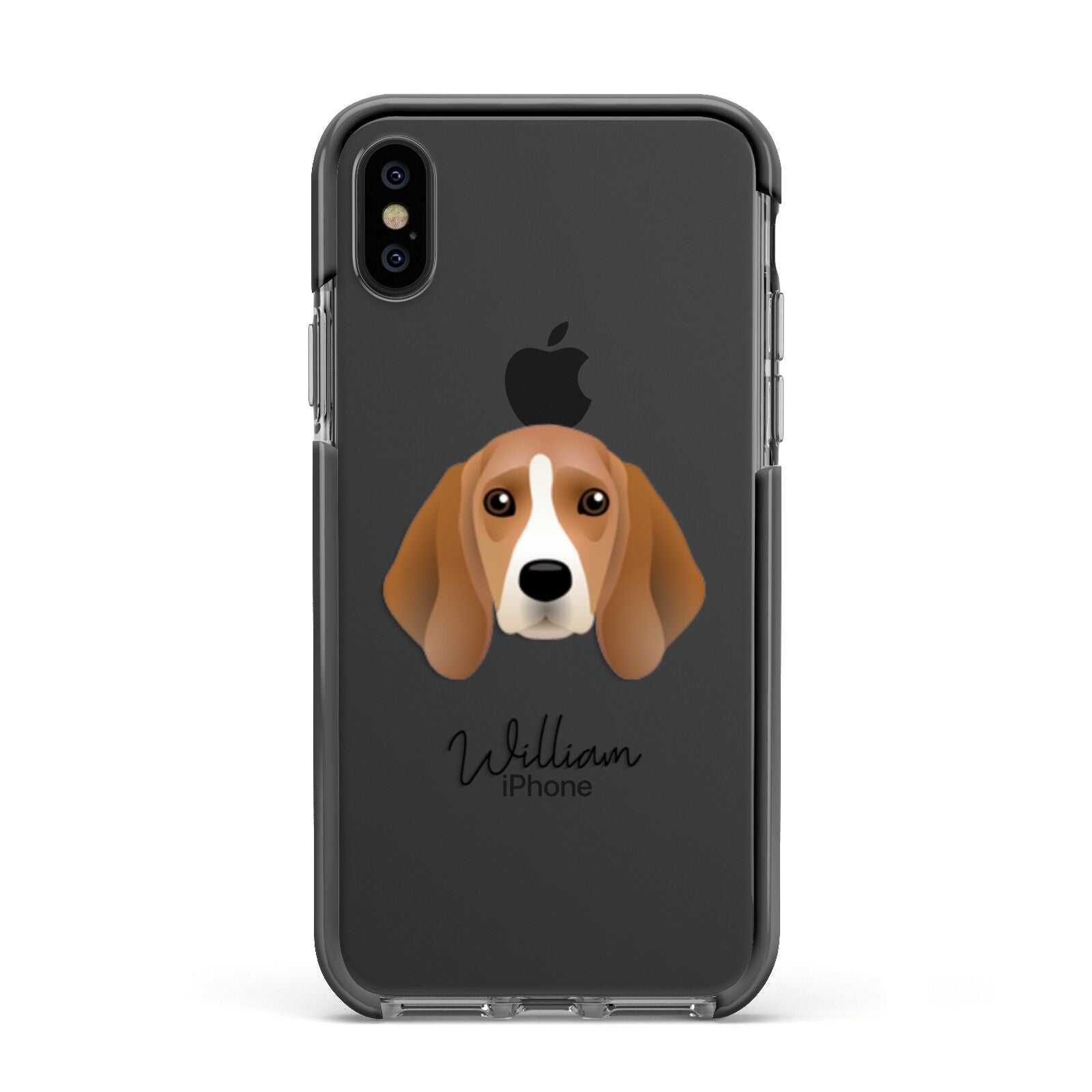 Beagle Personalised Apple iPhone Xs Impact Case Black Edge on Black Phone