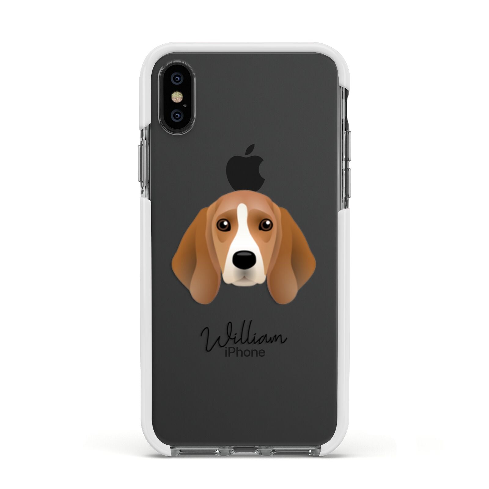 Beagle Personalised Apple iPhone Xs Impact Case White Edge on Black Phone