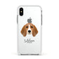 Beagle Personalised Apple iPhone Xs Impact Case White Edge on Silver Phone