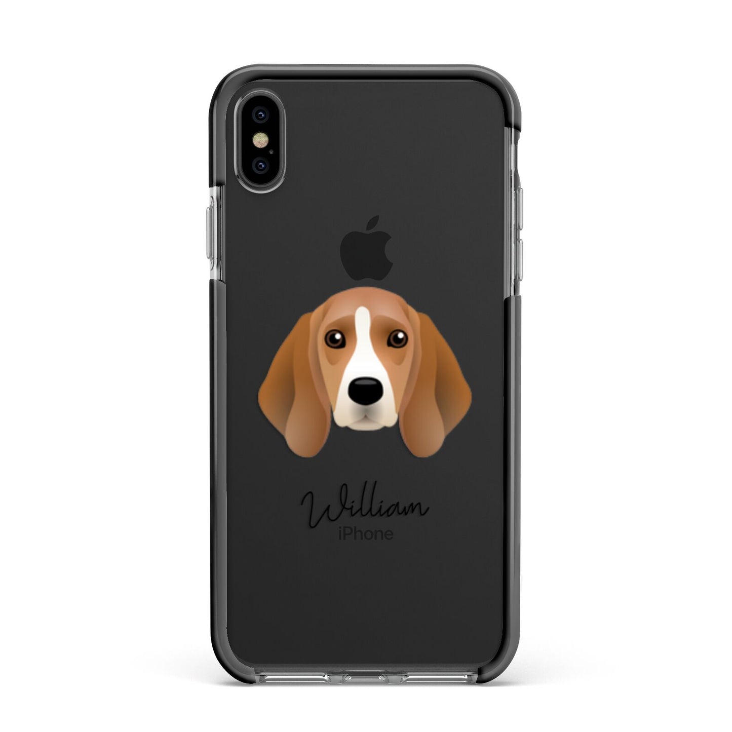Beagle Personalised Apple iPhone Xs Max Impact Case Black Edge on Black Phone
