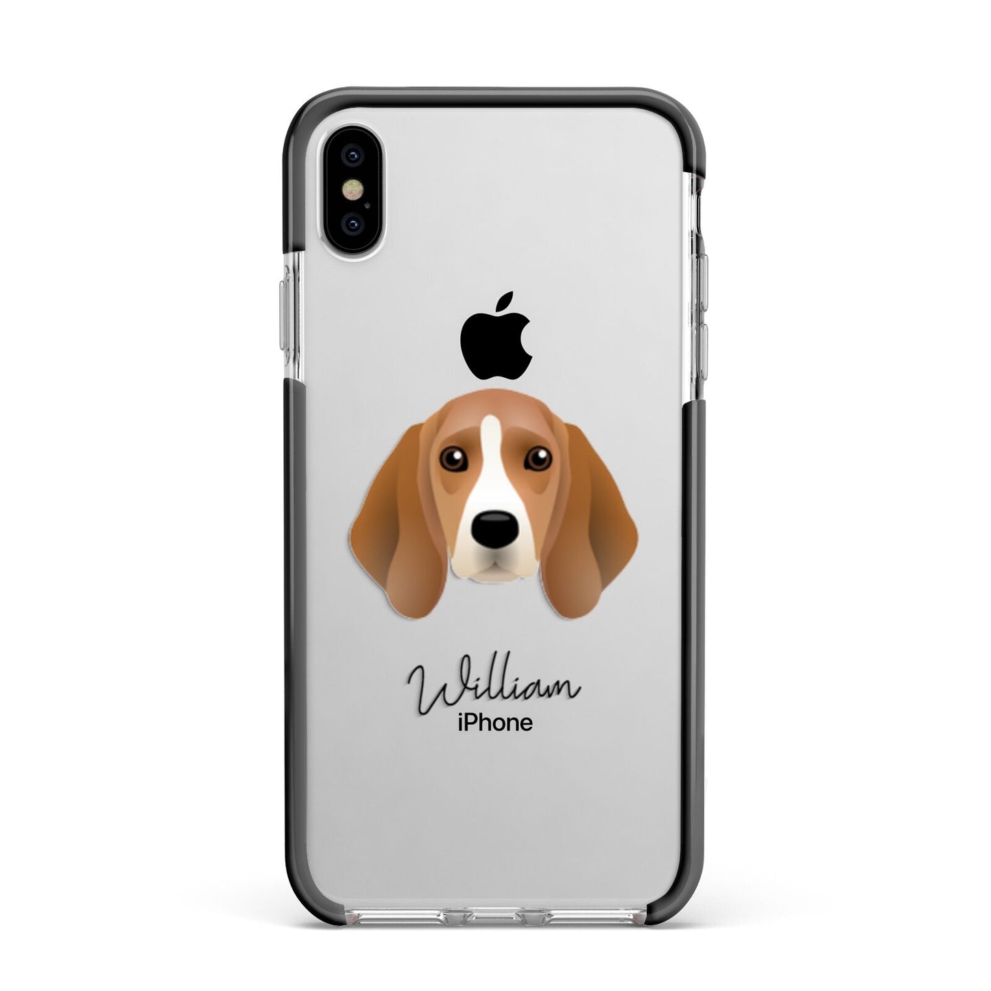 Beagle Personalised Apple iPhone Xs Max Impact Case Black Edge on Silver Phone