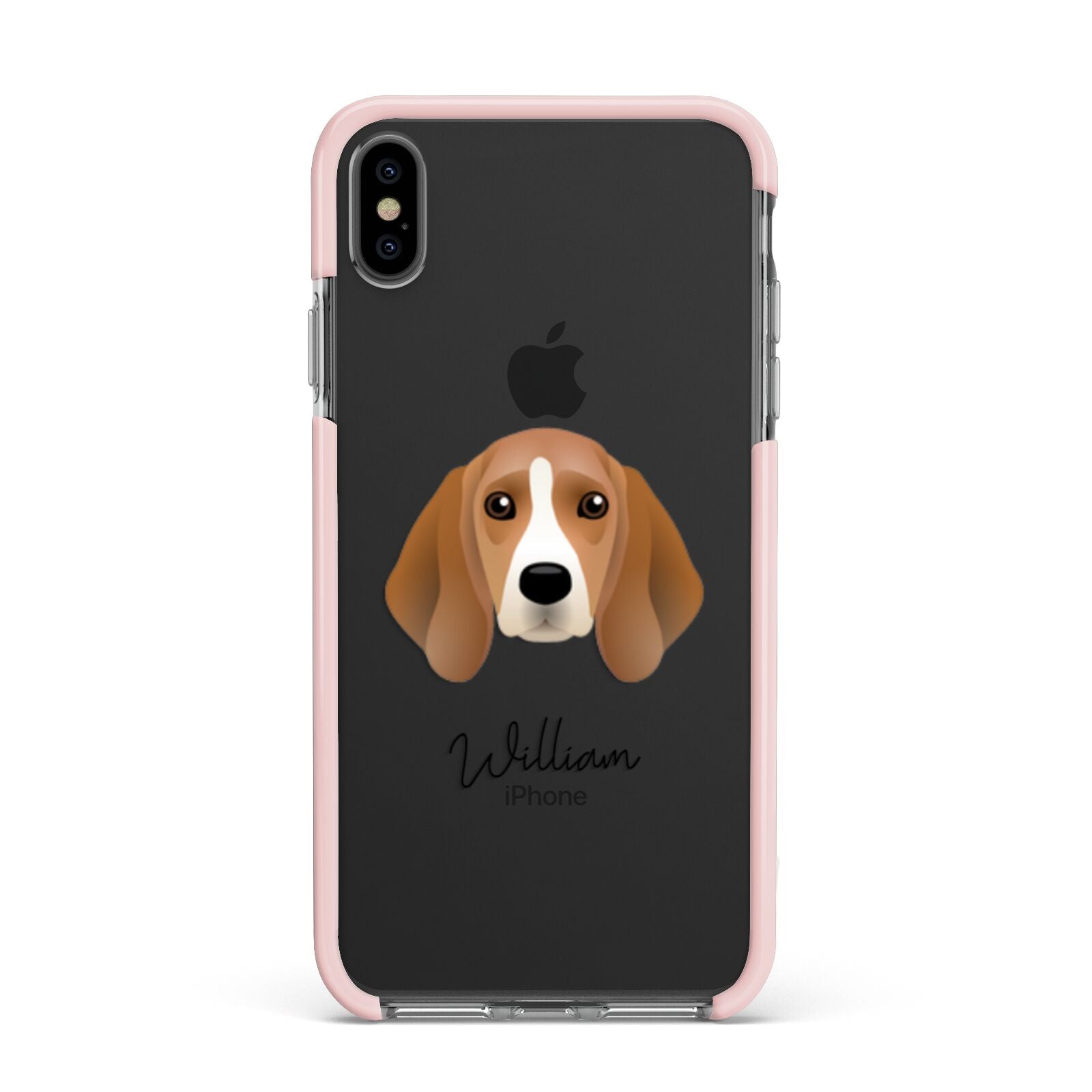 Beagle Personalised Apple iPhone Xs Max Impact Case Pink Edge on Black Phone